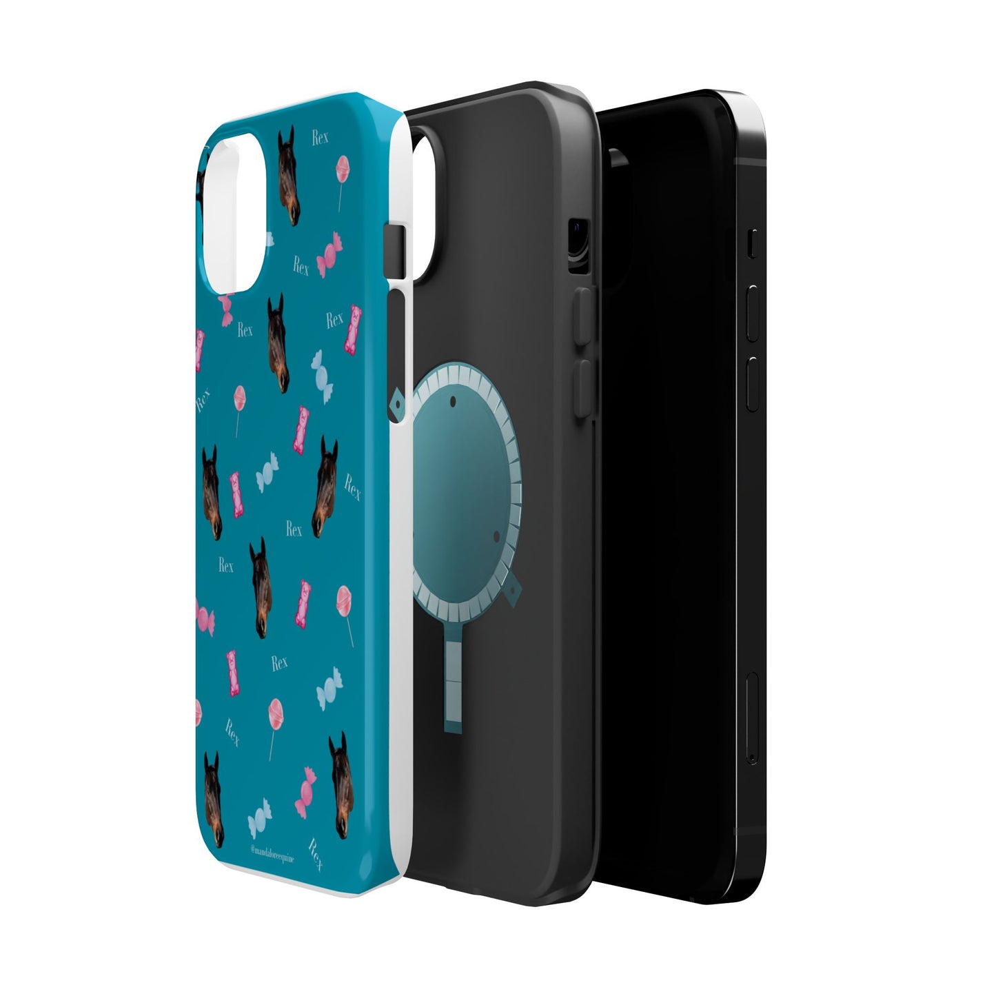 Magnetic Impact-Resistant Phone Case — Teal Doberman Candy Pattern (Protective, Shockproof)