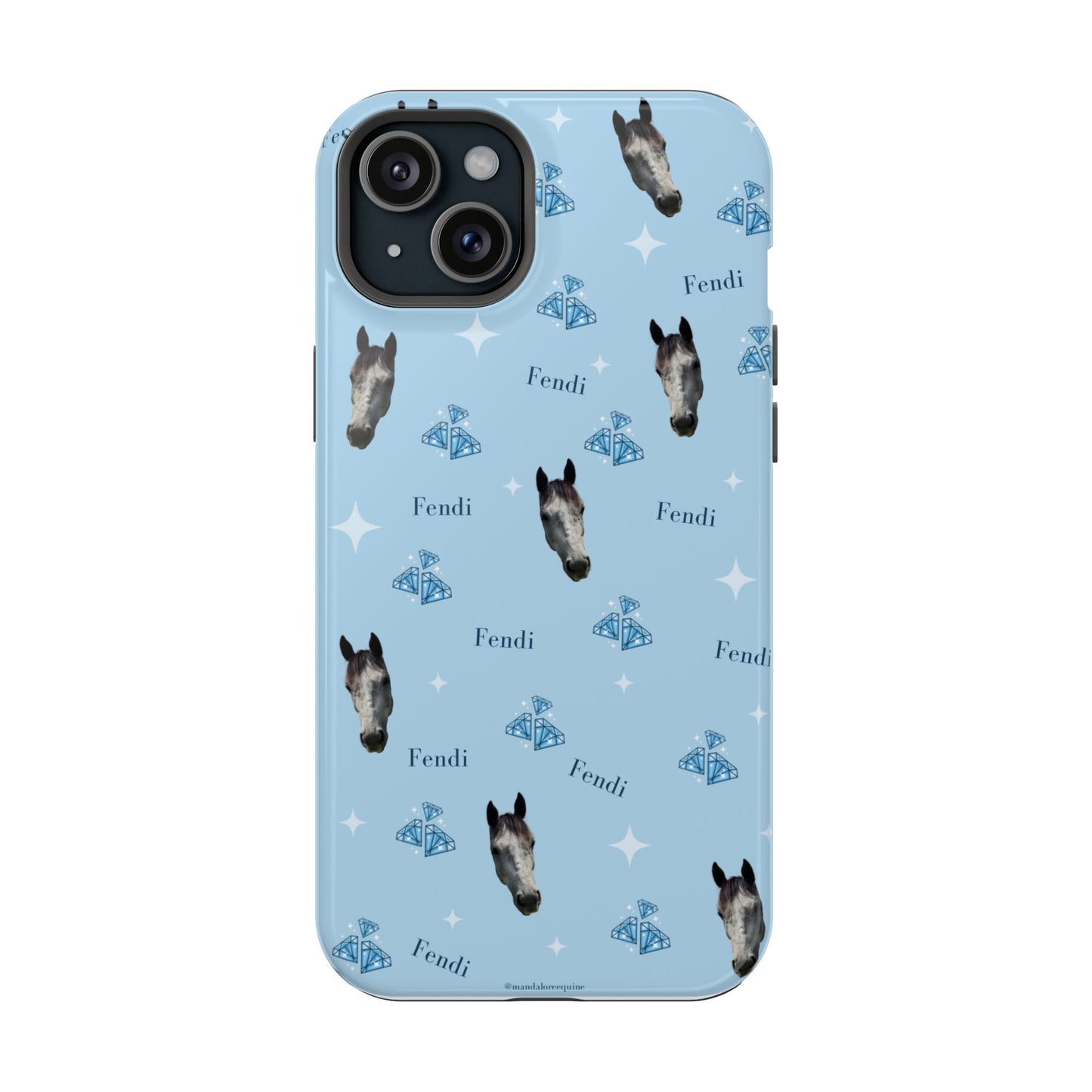Blue Horse Pattern Magnetic Impact-Resistant Phone Case