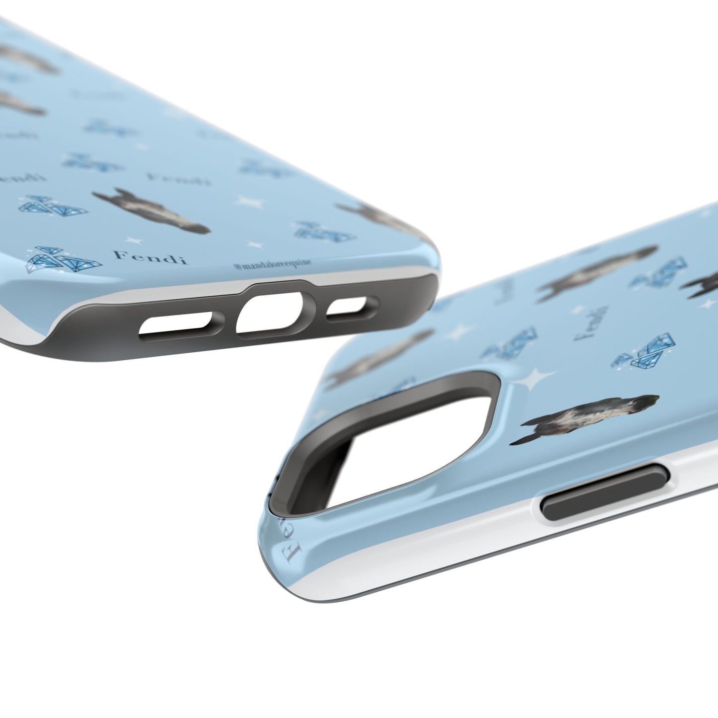Blue Horse Pattern Magnetic Impact-Resistant Phone Case