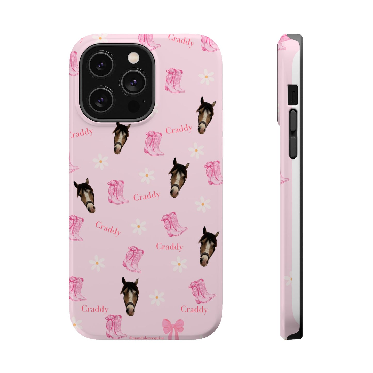 Pink Horse Pattern Magnetic Impact Case — Custom Equestrian iPhone Cover