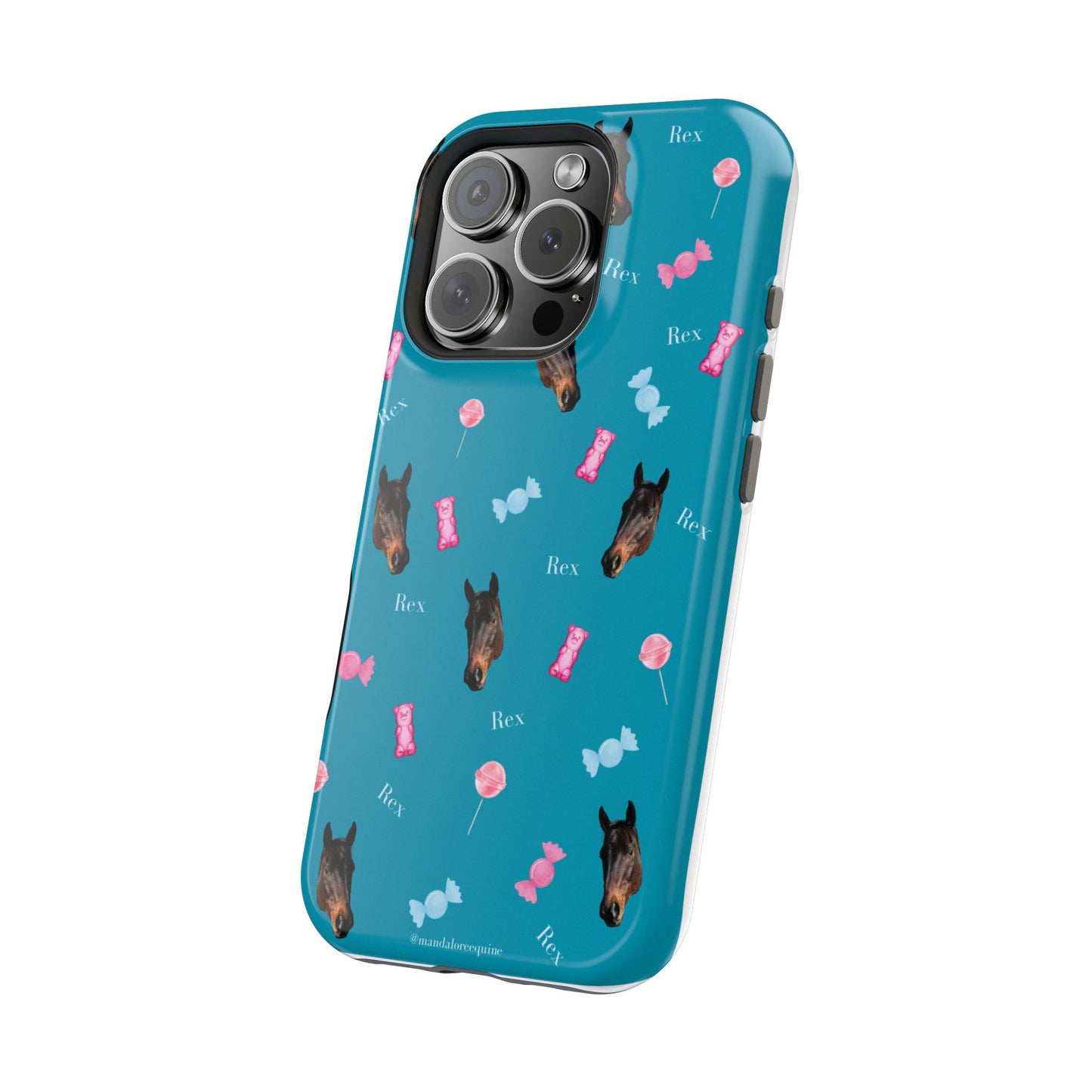 Magnetic Impact-Resistant Phone Case — Teal Doberman Candy Pattern (Protective, Shockproof)
