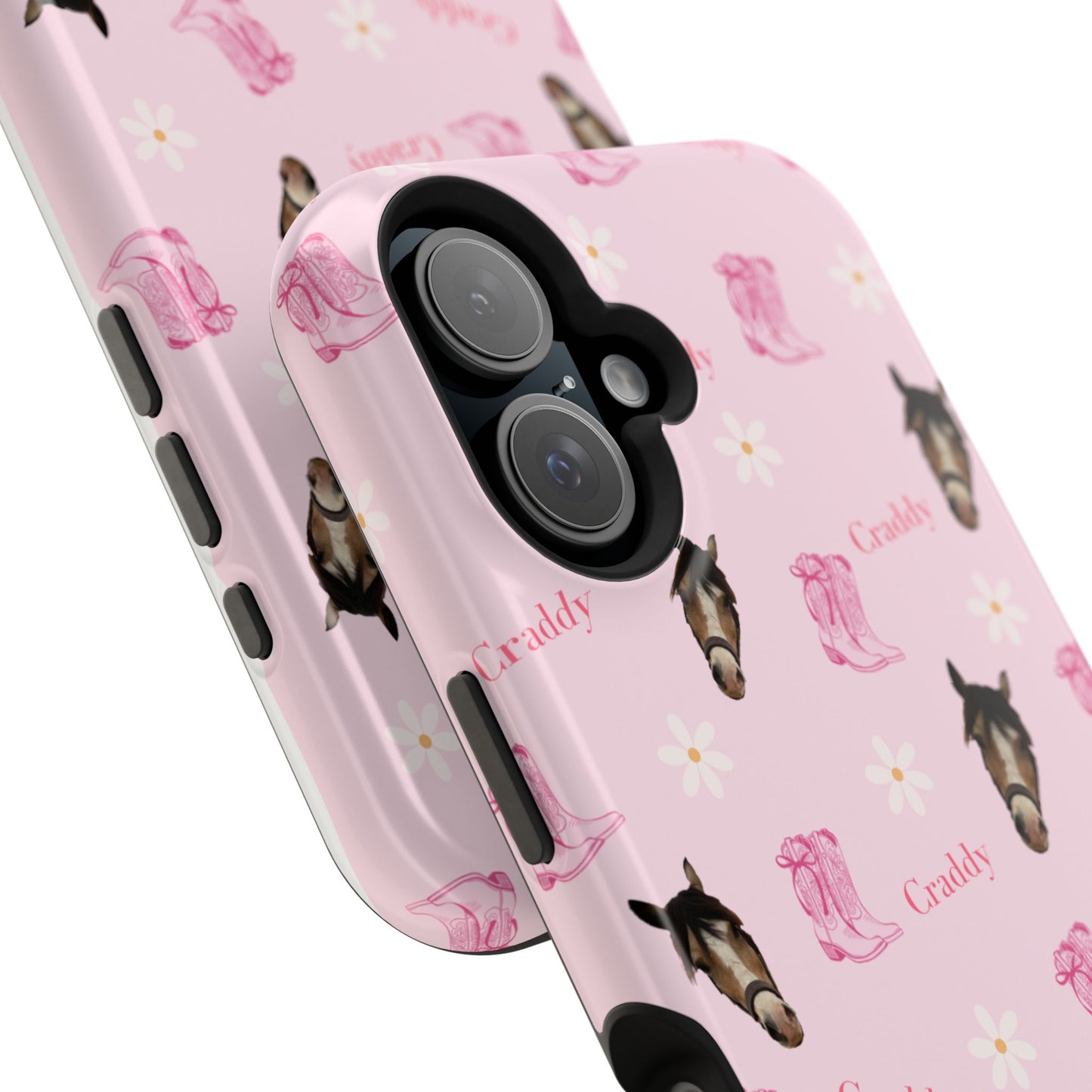 Pink Horse Pattern Magnetic Impact Case — Custom Equestrian iPhone Cover