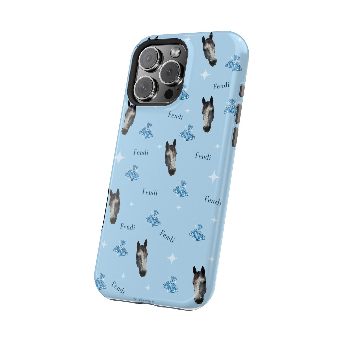 Blue Horse Pattern Magnetic Impact-Resistant Phone Case