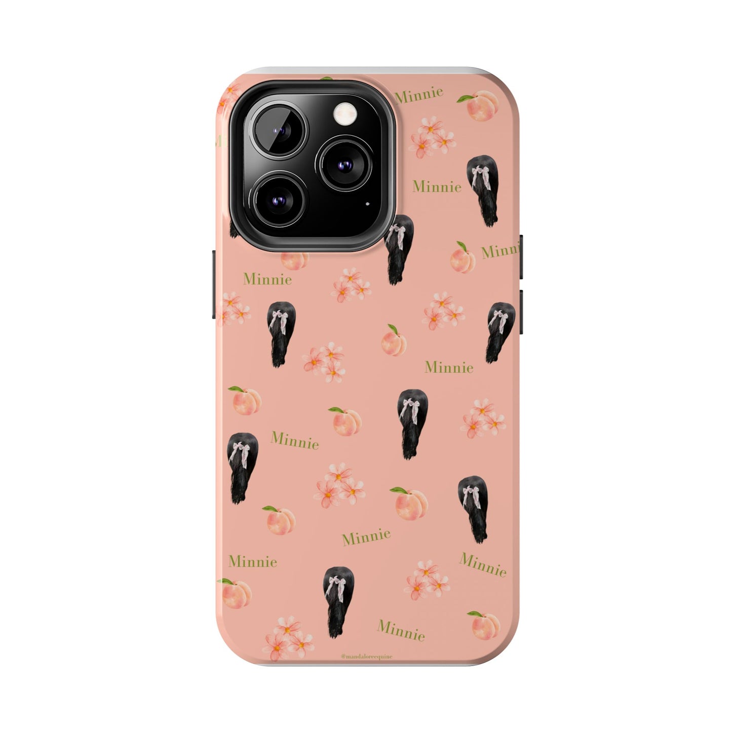 Personalized Peach Floral Phone Case — Tough Protective Case with Custom Name (Minnie)
