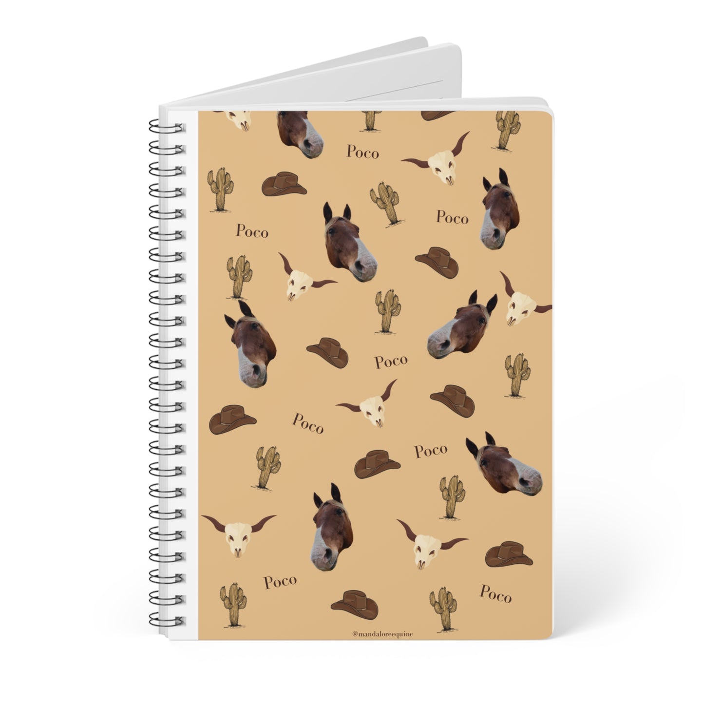 R Horse Pattern A5 Spiral Notebook — 'Poco' Western Cowboy Design