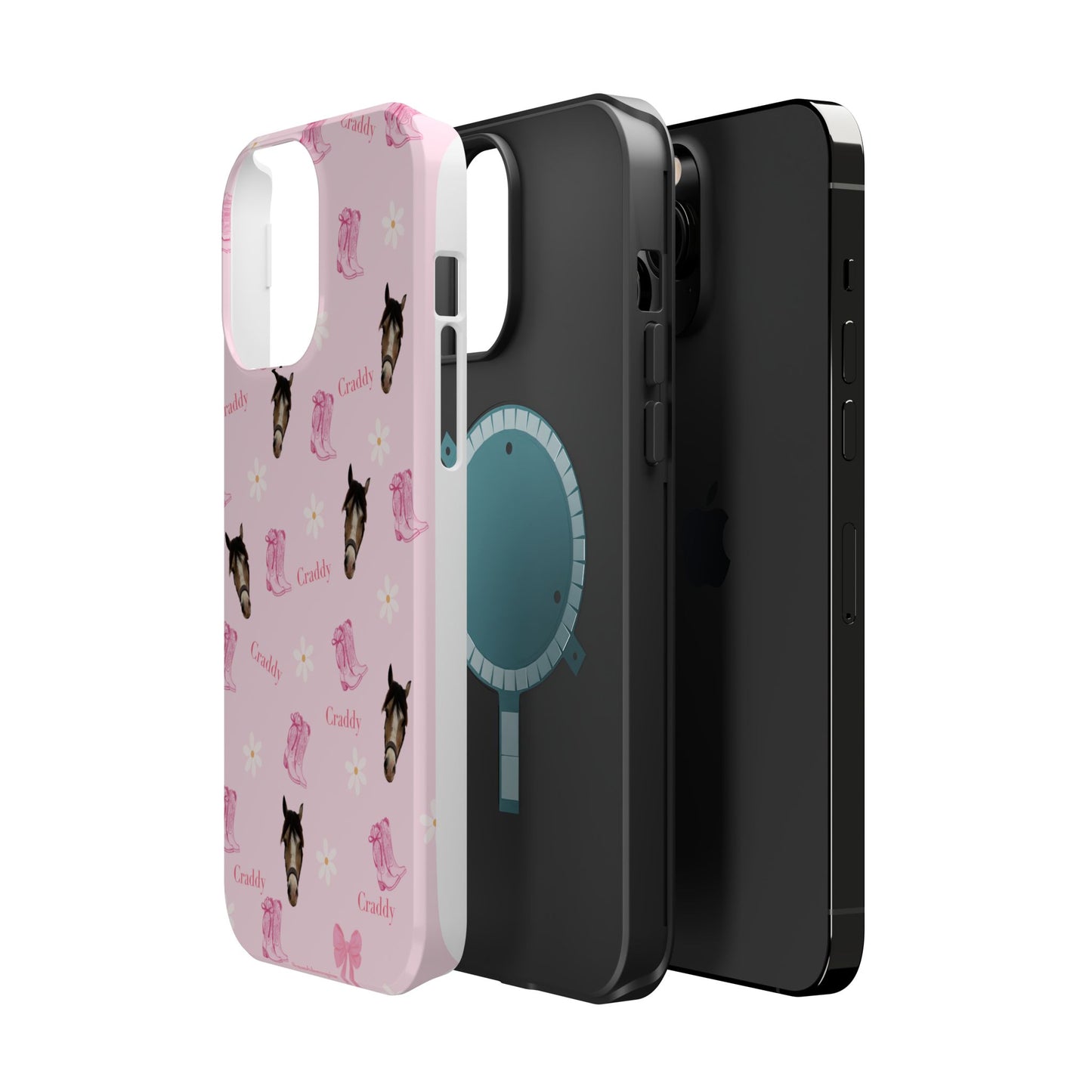 Pink Horse Pattern Magnetic Impact Case — Custom Equestrian iPhone Cover