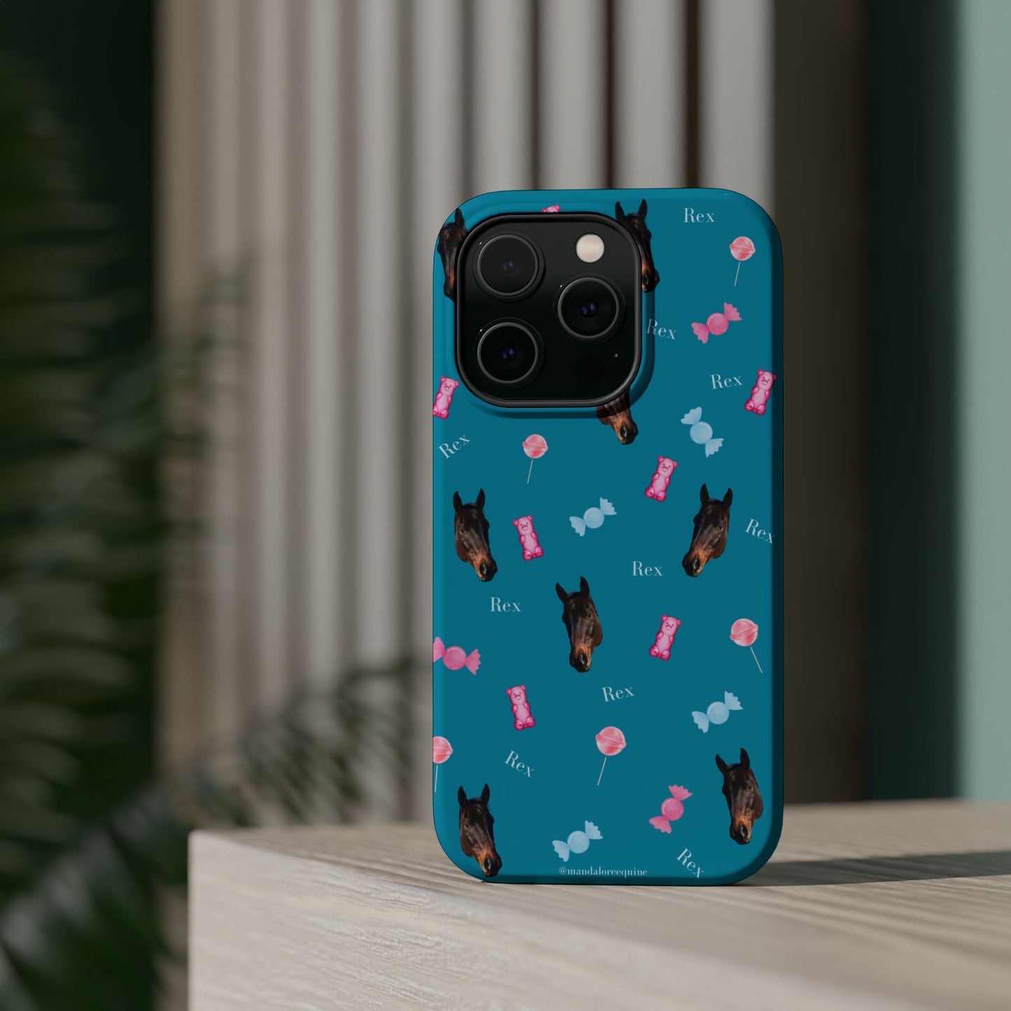 Magnetic Impact-Resistant Phone Case — Teal Doberman Candy Pattern (Protective, Shockproof)