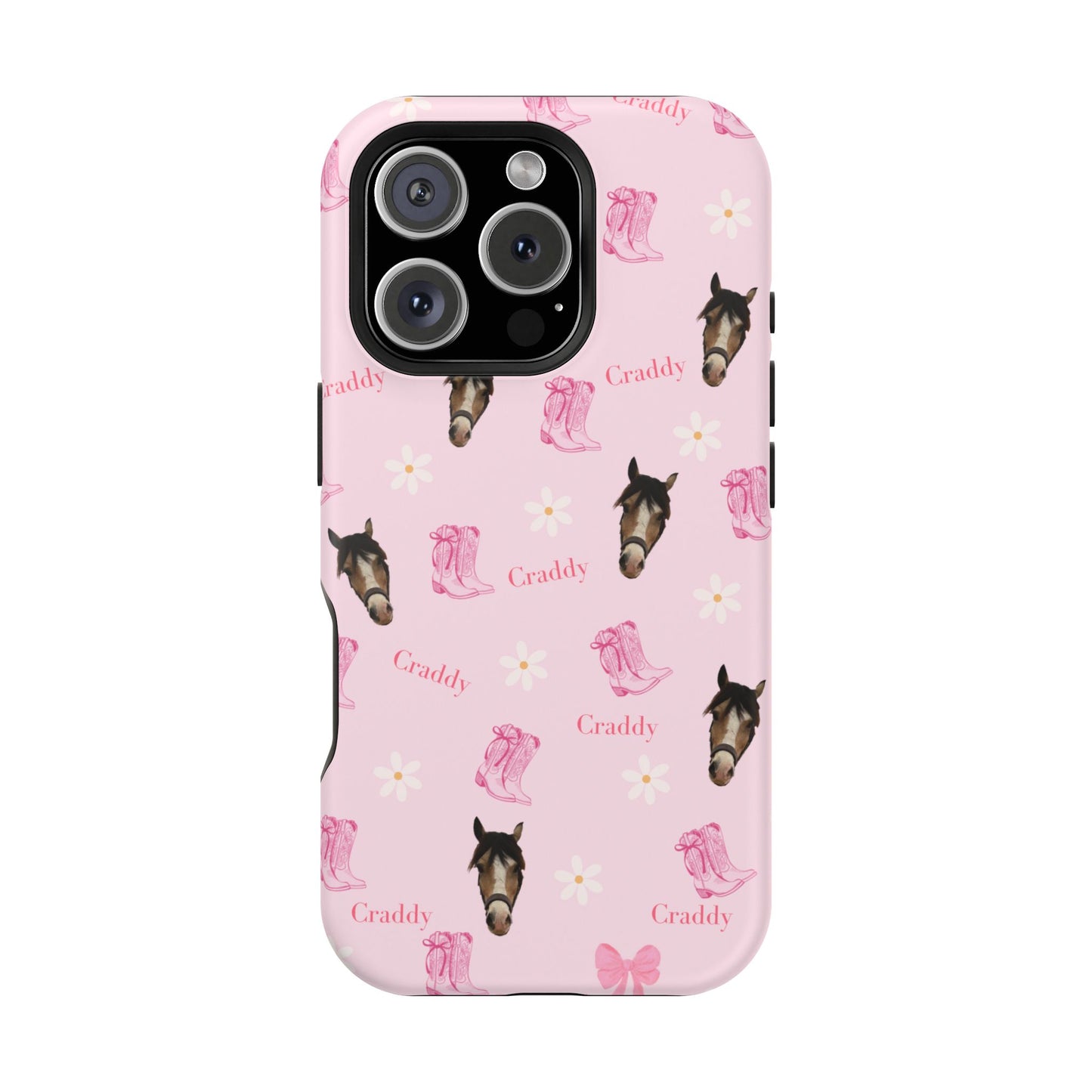 Pink Horse Pattern Magnetic Impact Case — Custom Equestrian iPhone Cover
