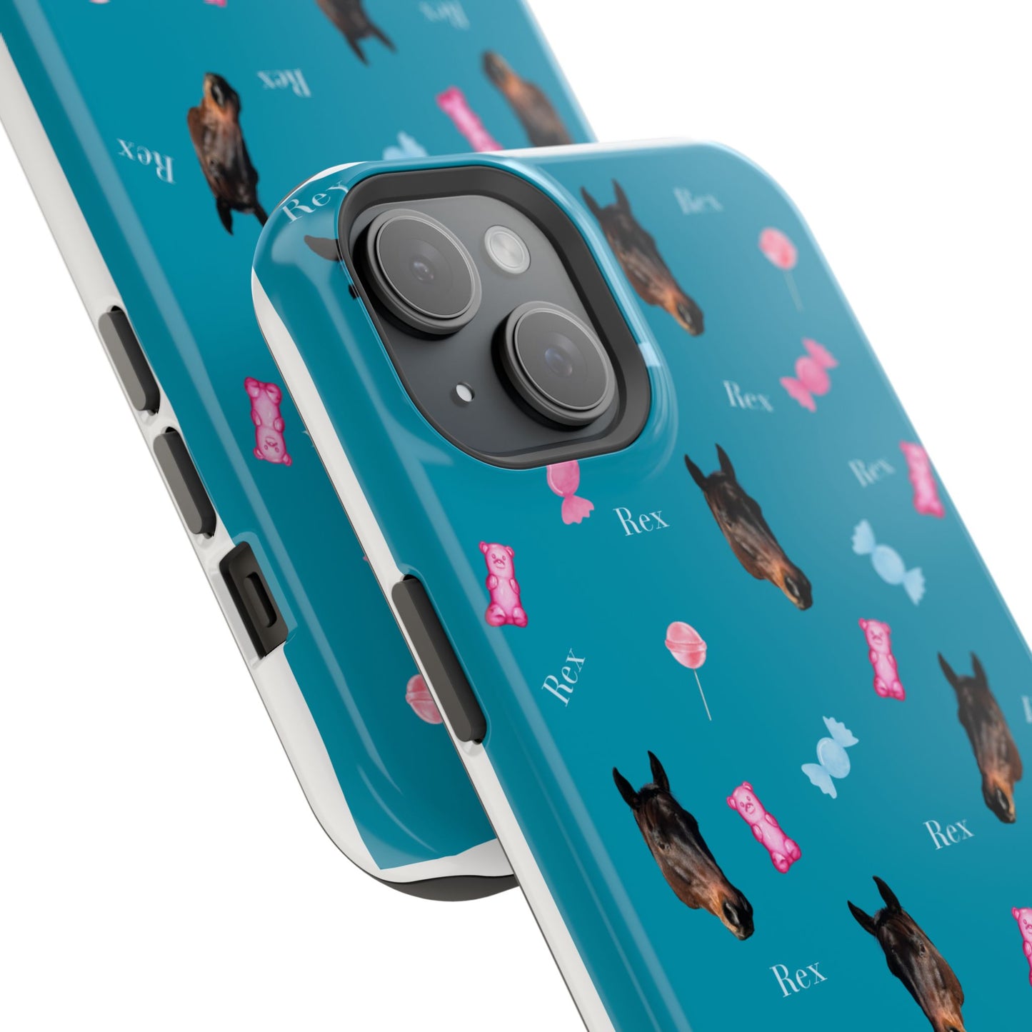 Magnetic Impact-Resistant Phone Case — Teal Doberman Candy Pattern (Protective, Shockproof)