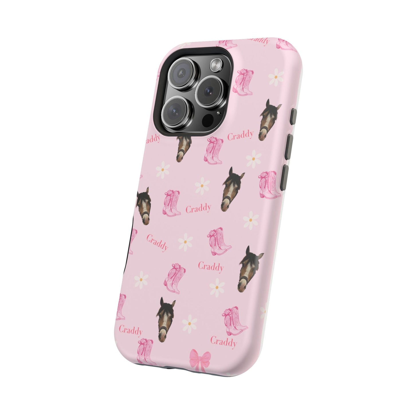 Pink Horse Pattern Magnetic Impact Case — Custom Equestrian iPhone Cover