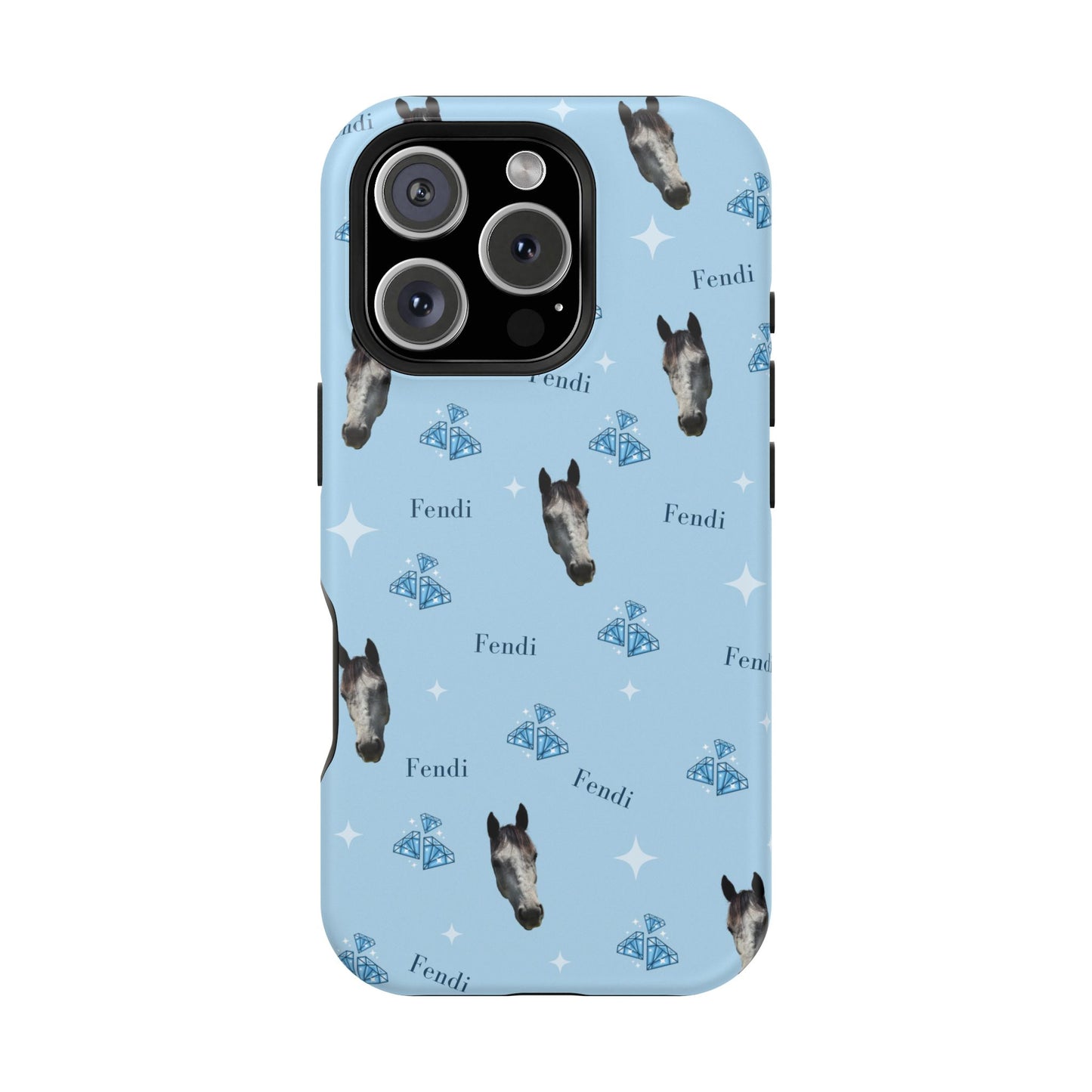 Blue Horse Pattern Magnetic Impact-Resistant Phone Case