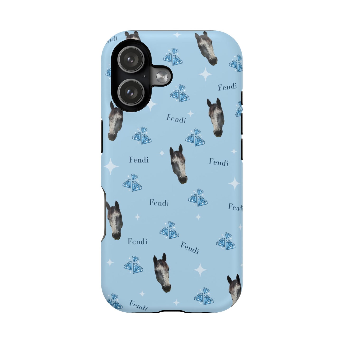 Blue Horse Pattern Magnetic Impact-Resistant Phone Case