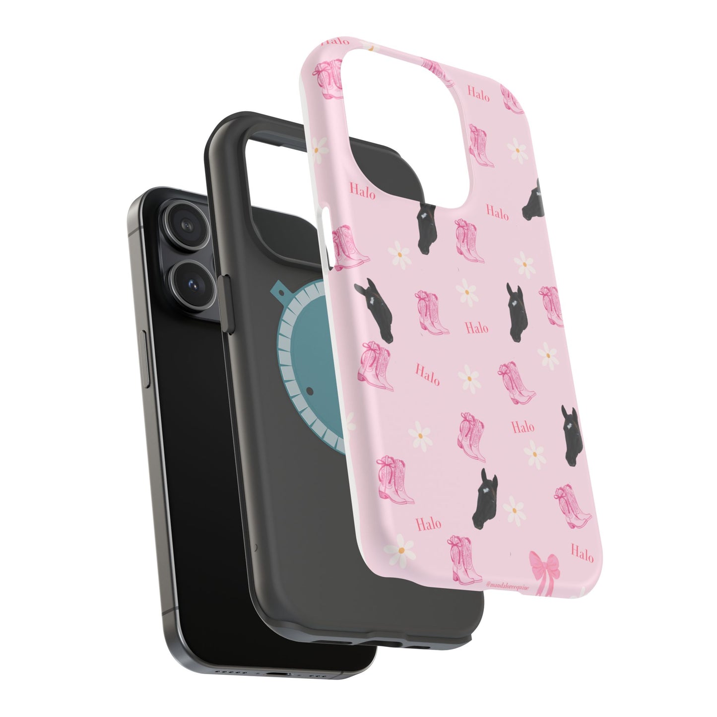 Magnetic Impact-Resistant Phone Case — Cute Pink Cat Pattern