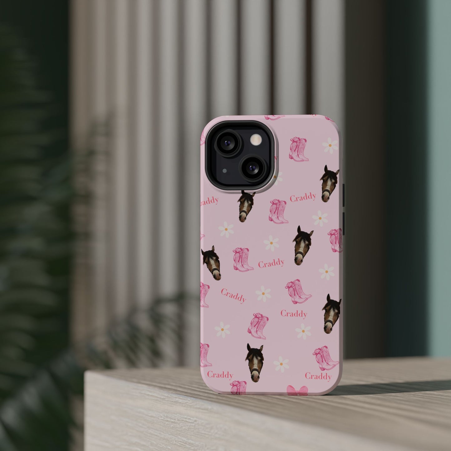 Pink Horse Pattern Magnetic Impact Case — Custom Equestrian iPhone Cover