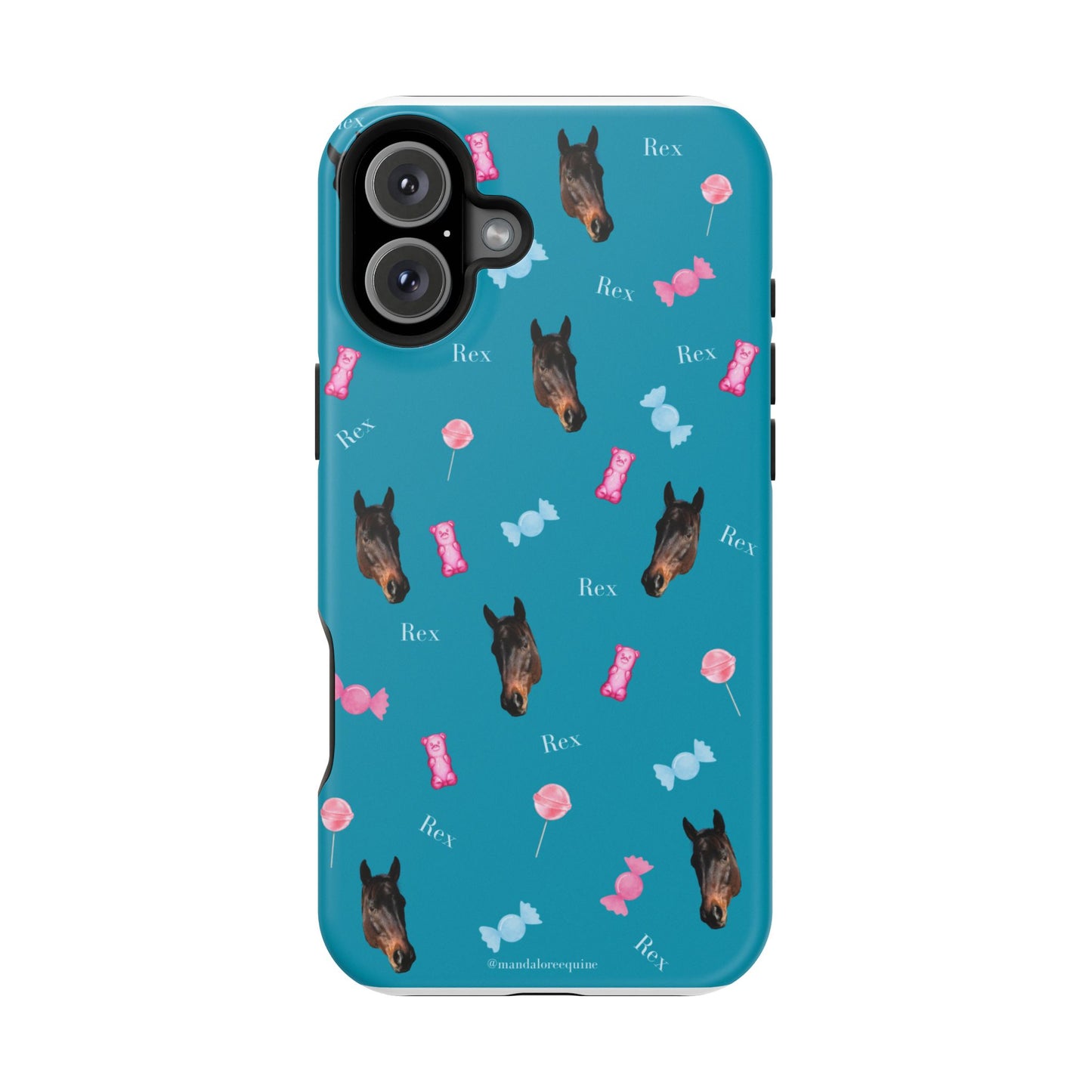 Magnetic Impact-Resistant Phone Case — Teal Doberman Candy Pattern (Protective, Shockproof)