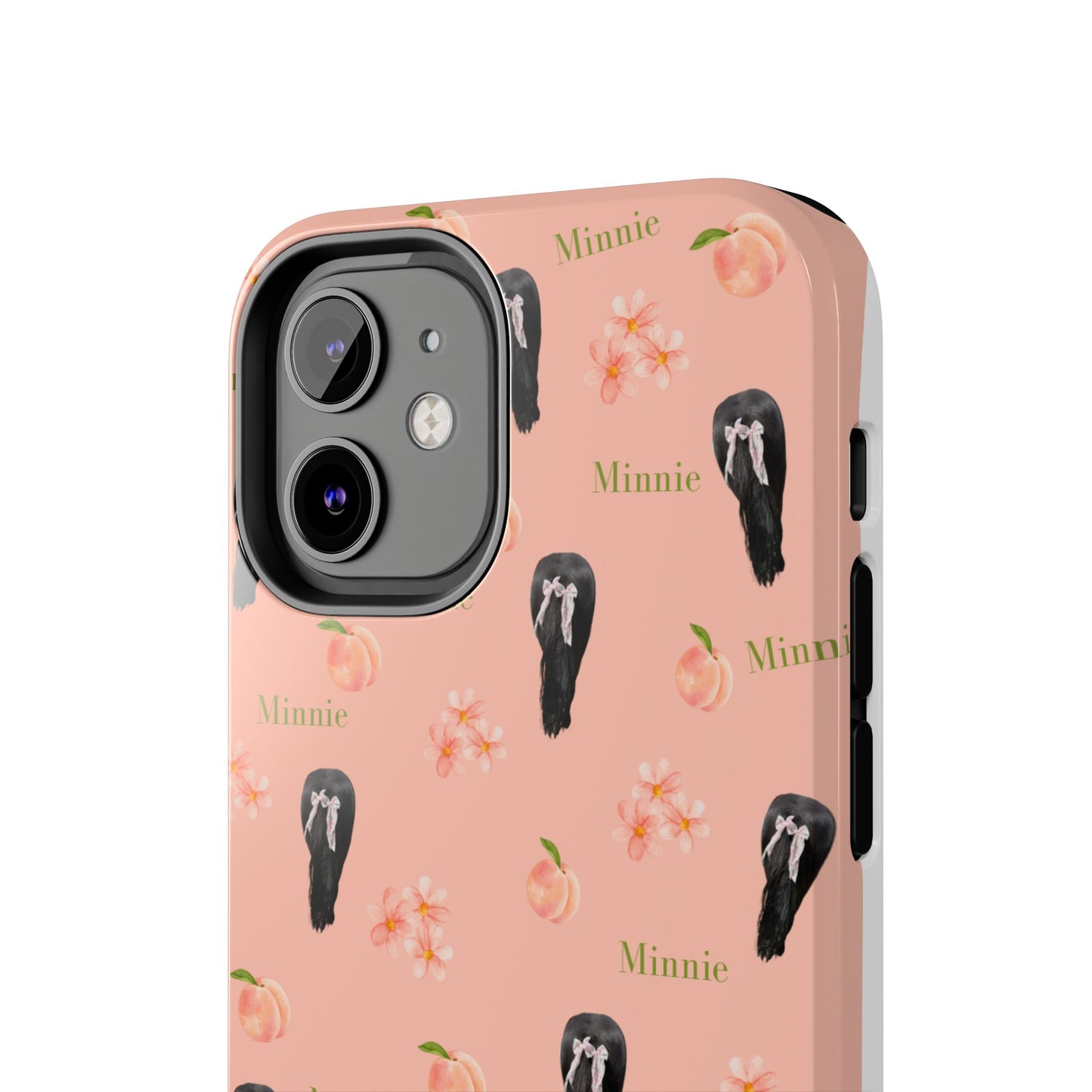 Personalized Peach Floral Phone Case — Tough Protective Case with Custom Name (Minnie)