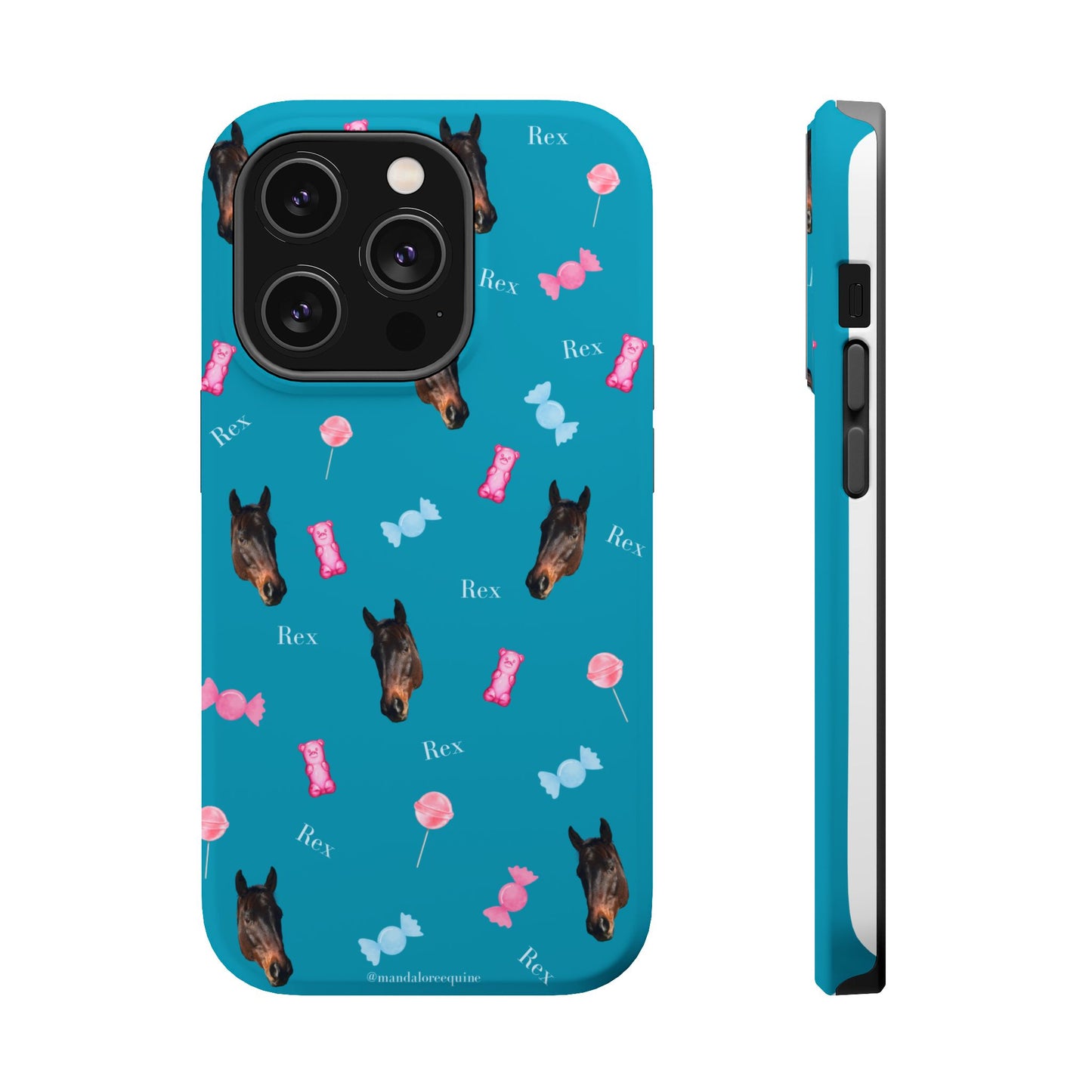 Magnetic Impact-Resistant Phone Case — Teal Doberman Candy Pattern (Protective, Shockproof)