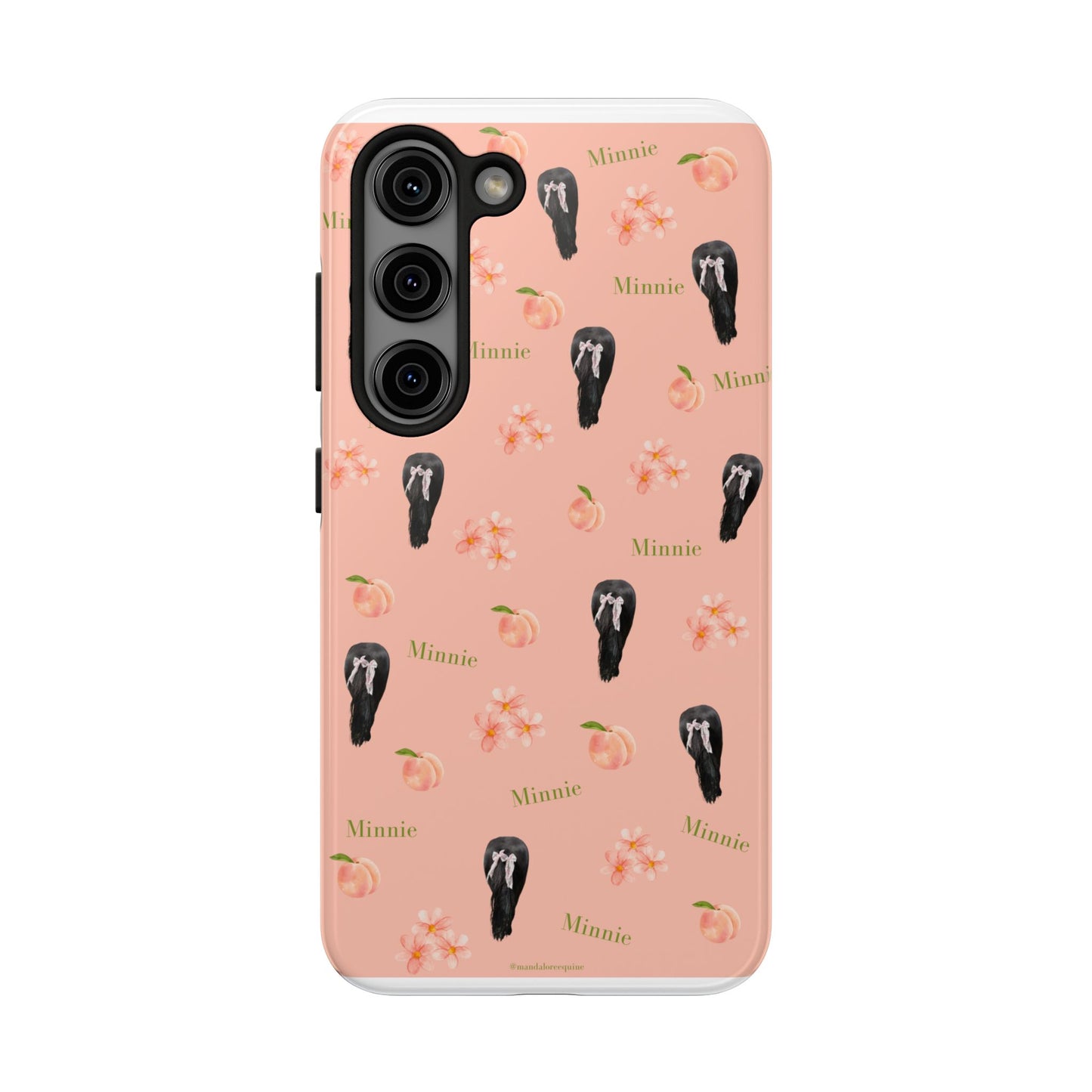 Personalized Peach Floral Phone Case — Tough Protective Case with Custom Name (Minnie)