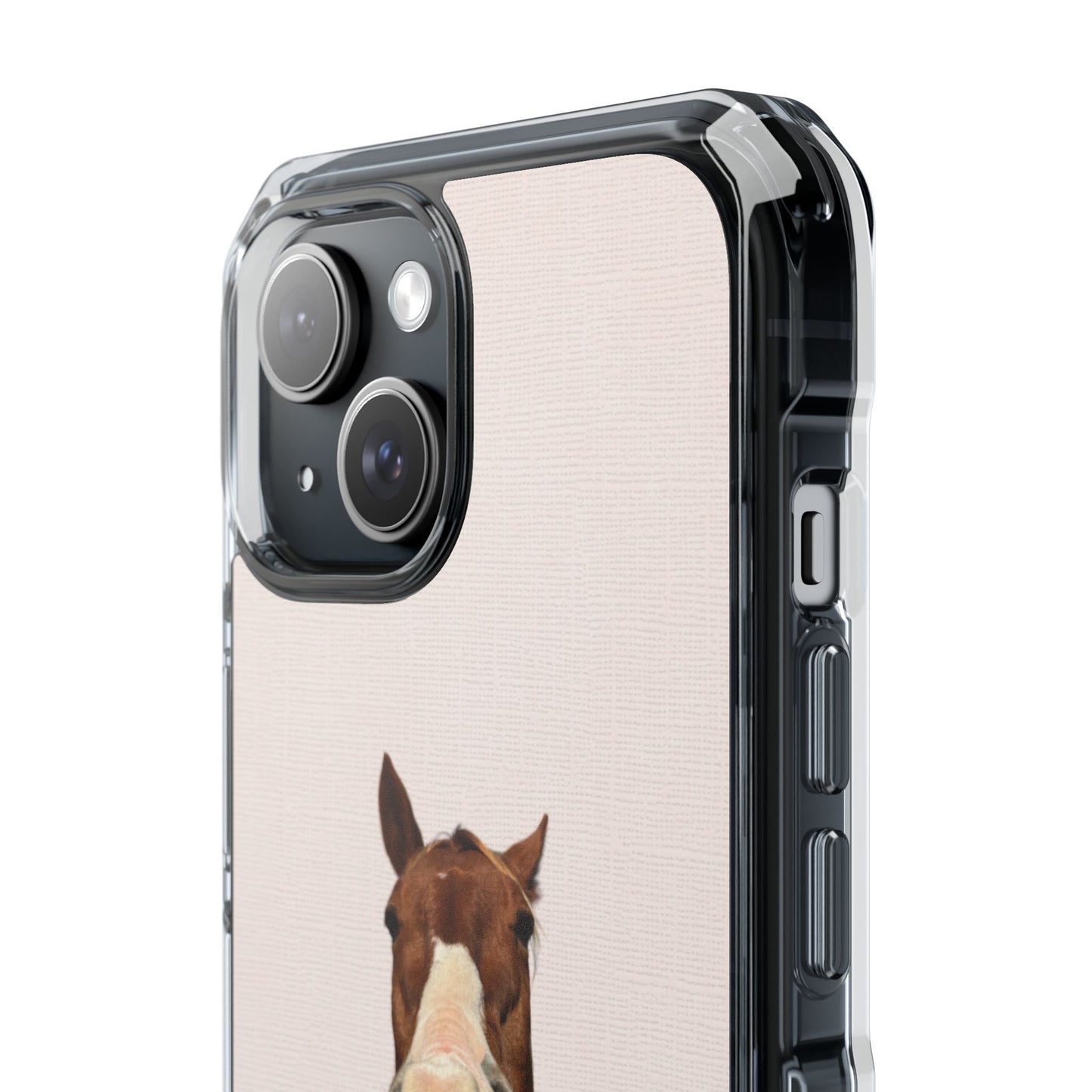 Clear Magnetic Phone Case — Funny Grinning Horse Design
