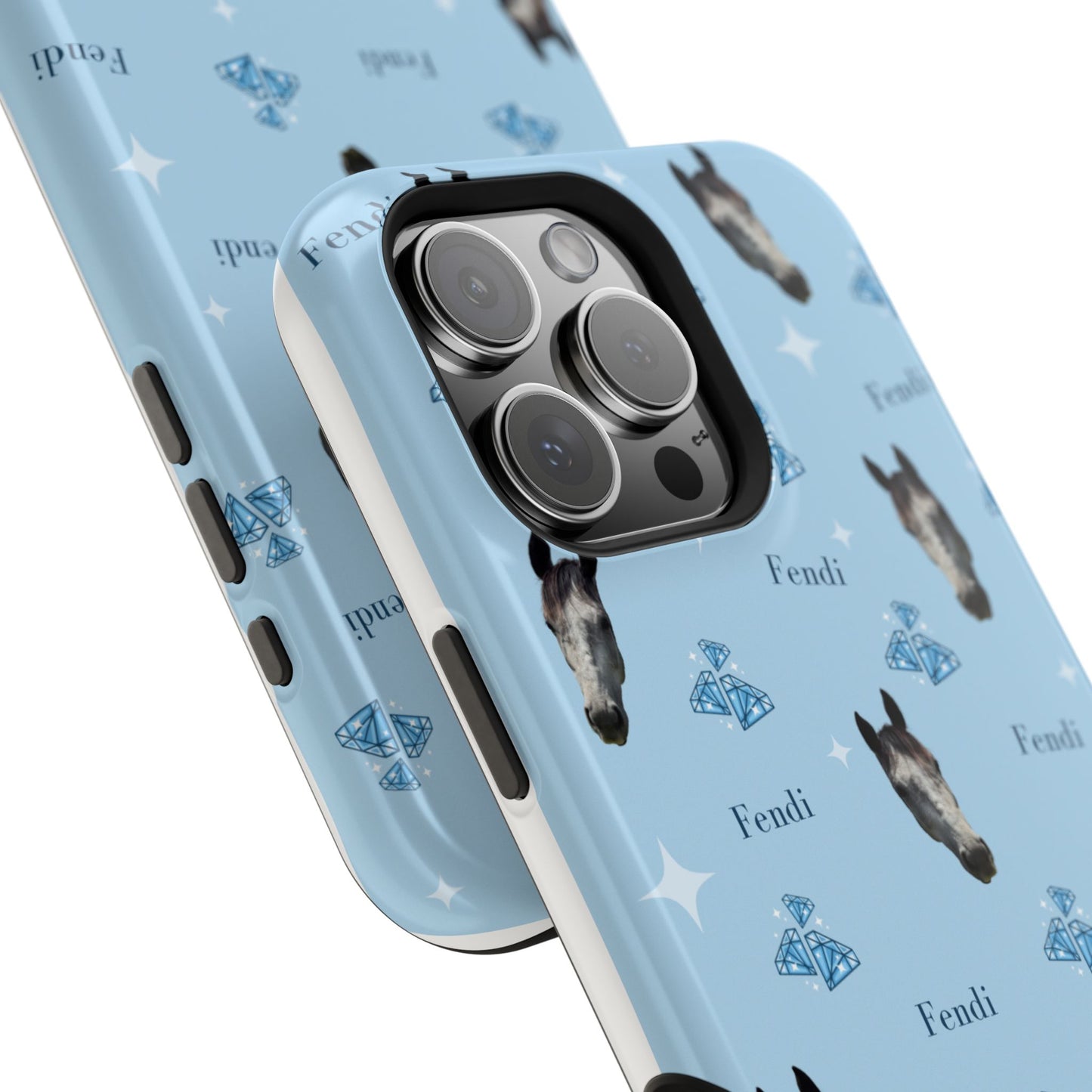 Blue Horse Pattern Magnetic Impact-Resistant Phone Case