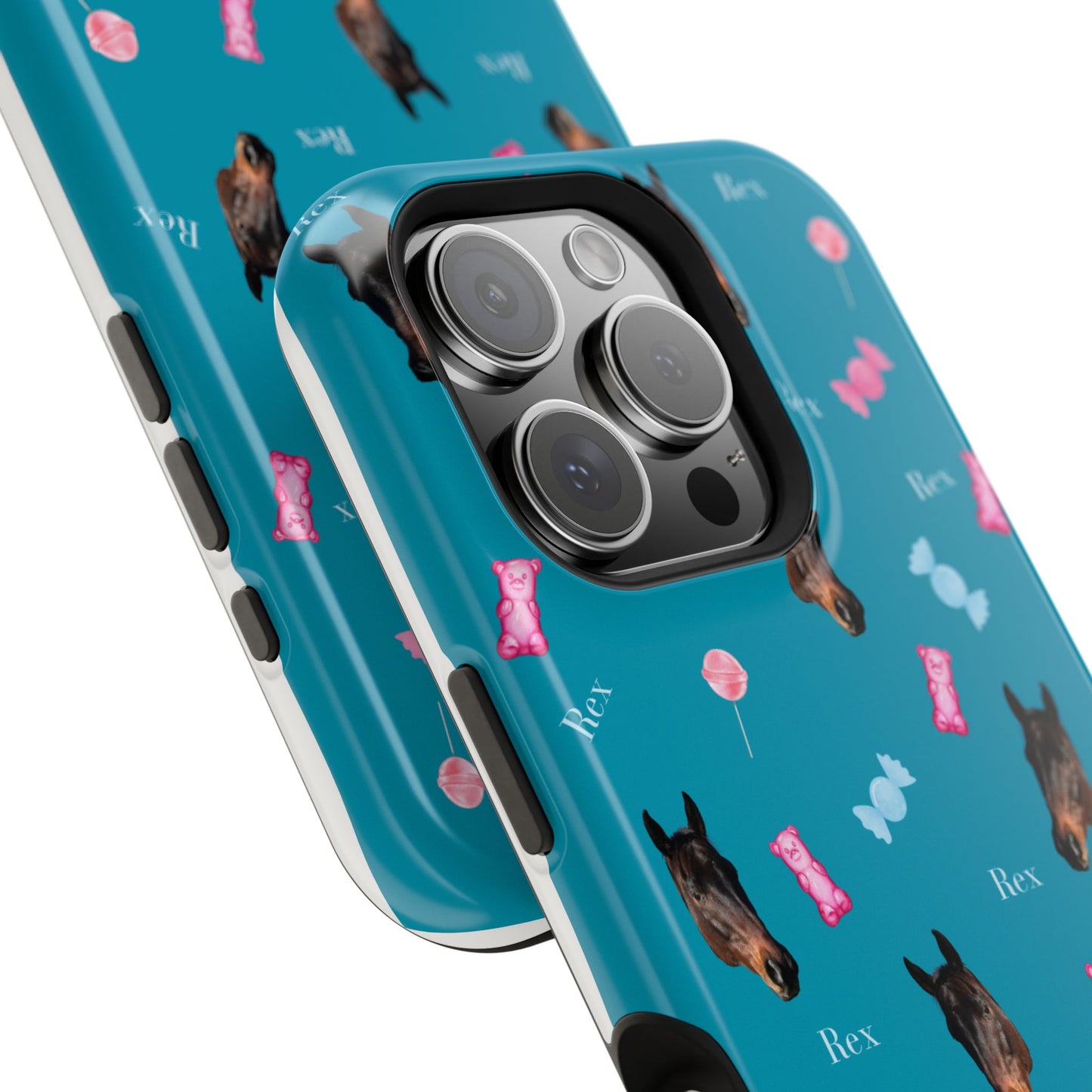 Magnetic Impact-Resistant Phone Case — Teal Doberman Candy Pattern (Protective, Shockproof)
