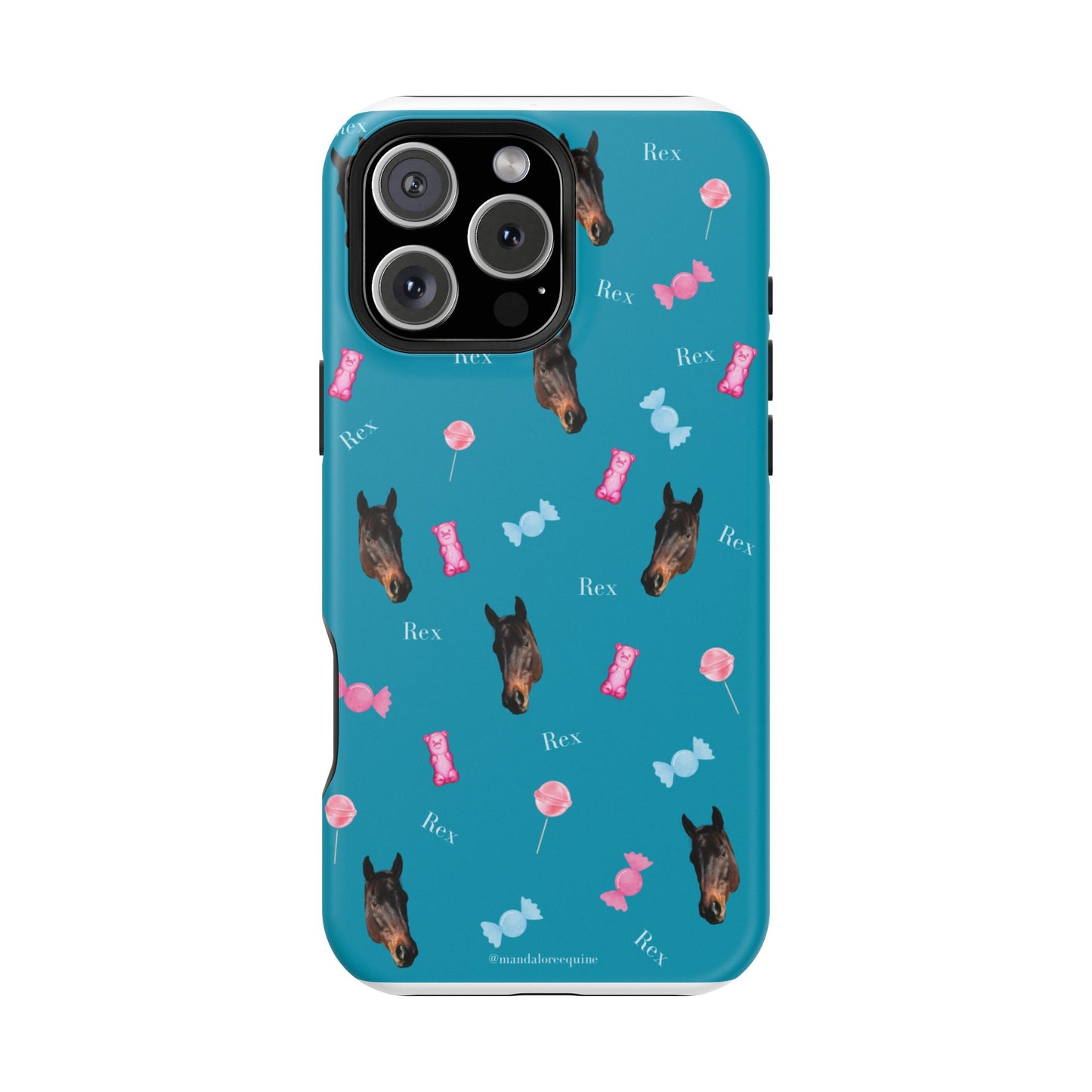 Magnetic Impact-Resistant Phone Case — Teal Doberman Candy Pattern (Protective, Shockproof)