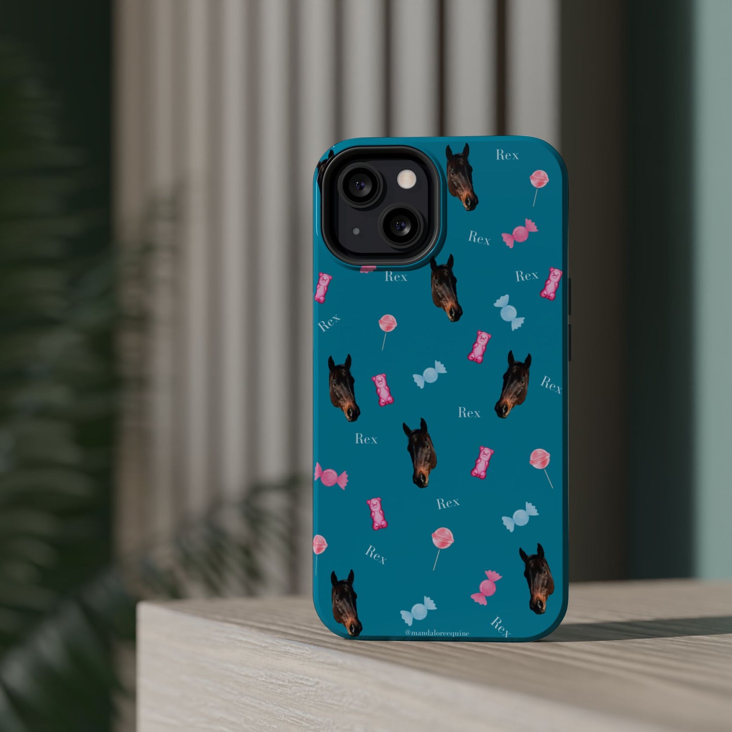 Magnetic Impact-Resistant Phone Case — Teal Doberman Candy Pattern (Protective, Shockproof)
