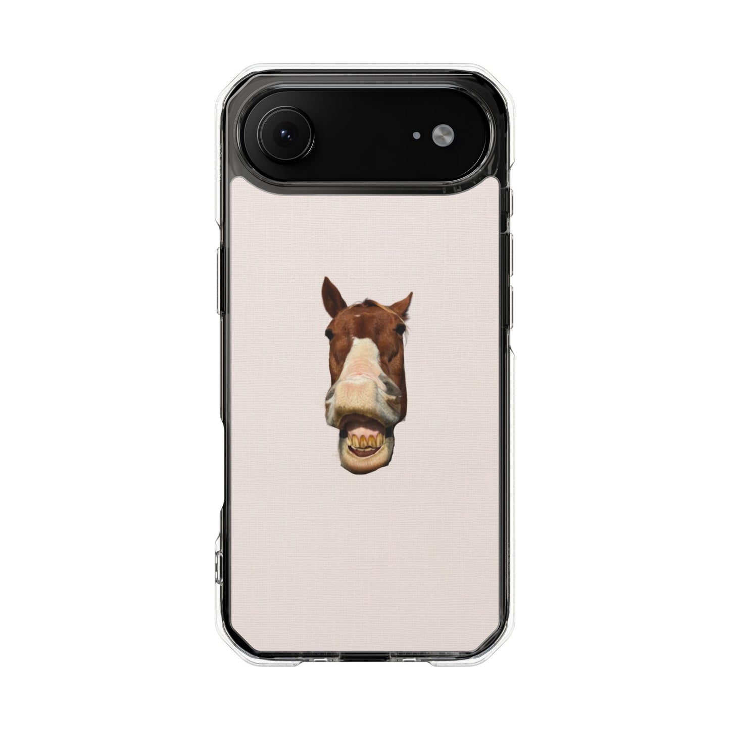 Clear Magnetic Phone Case — Funny Grinning Horse Design