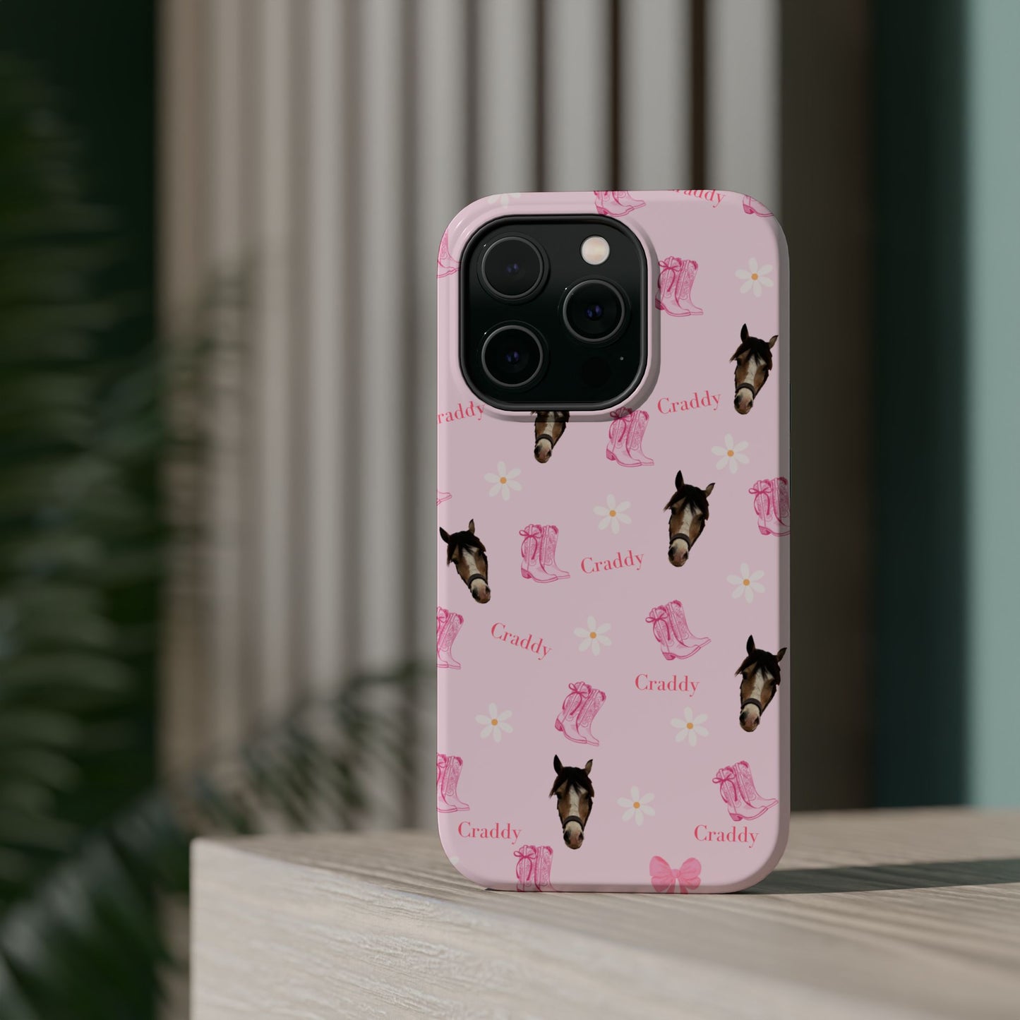 Pink Horse Pattern Magnetic Impact Case — Custom Equestrian iPhone Cover