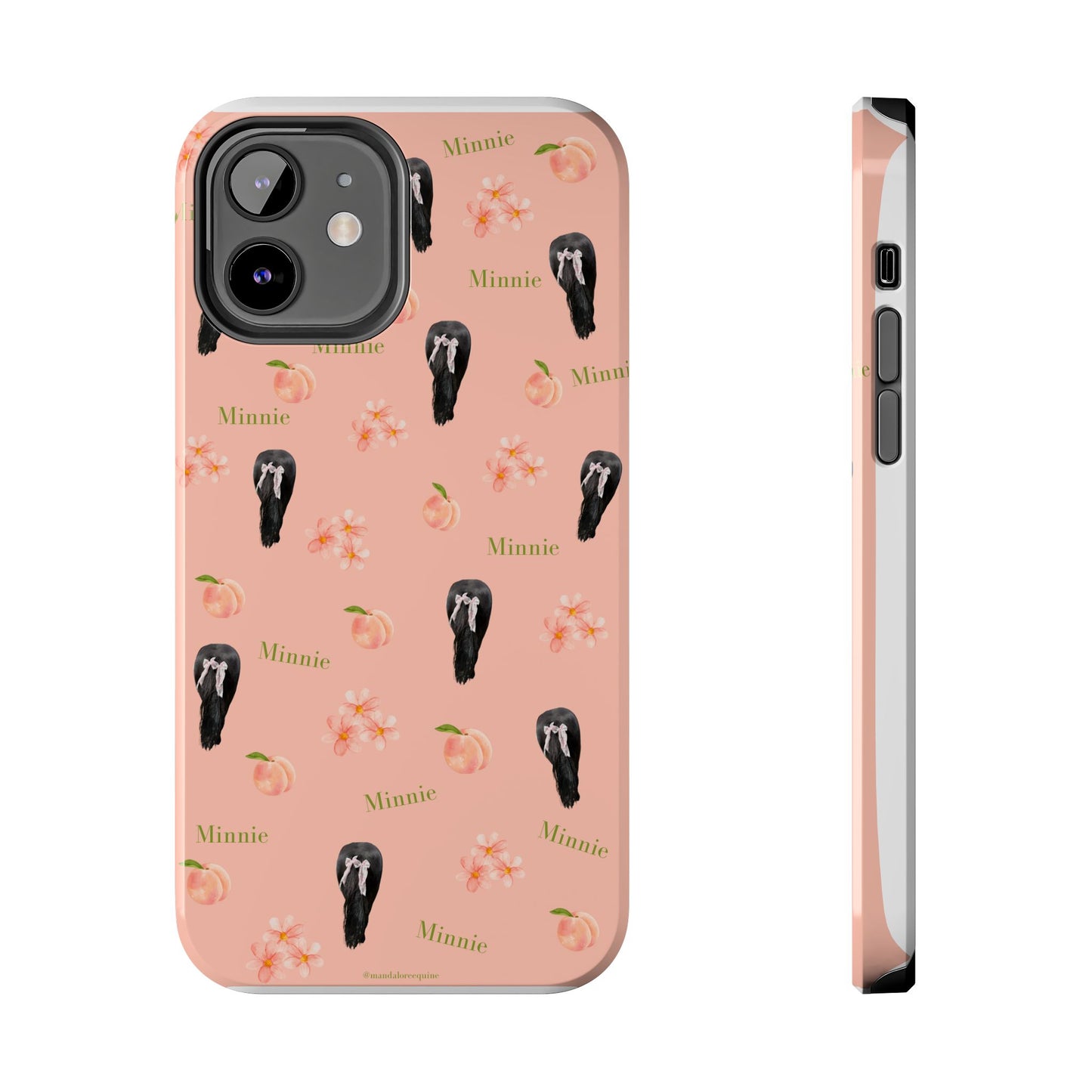 Personalized Peach Floral Phone Case — Tough Protective Case with Custom Name (Minnie)