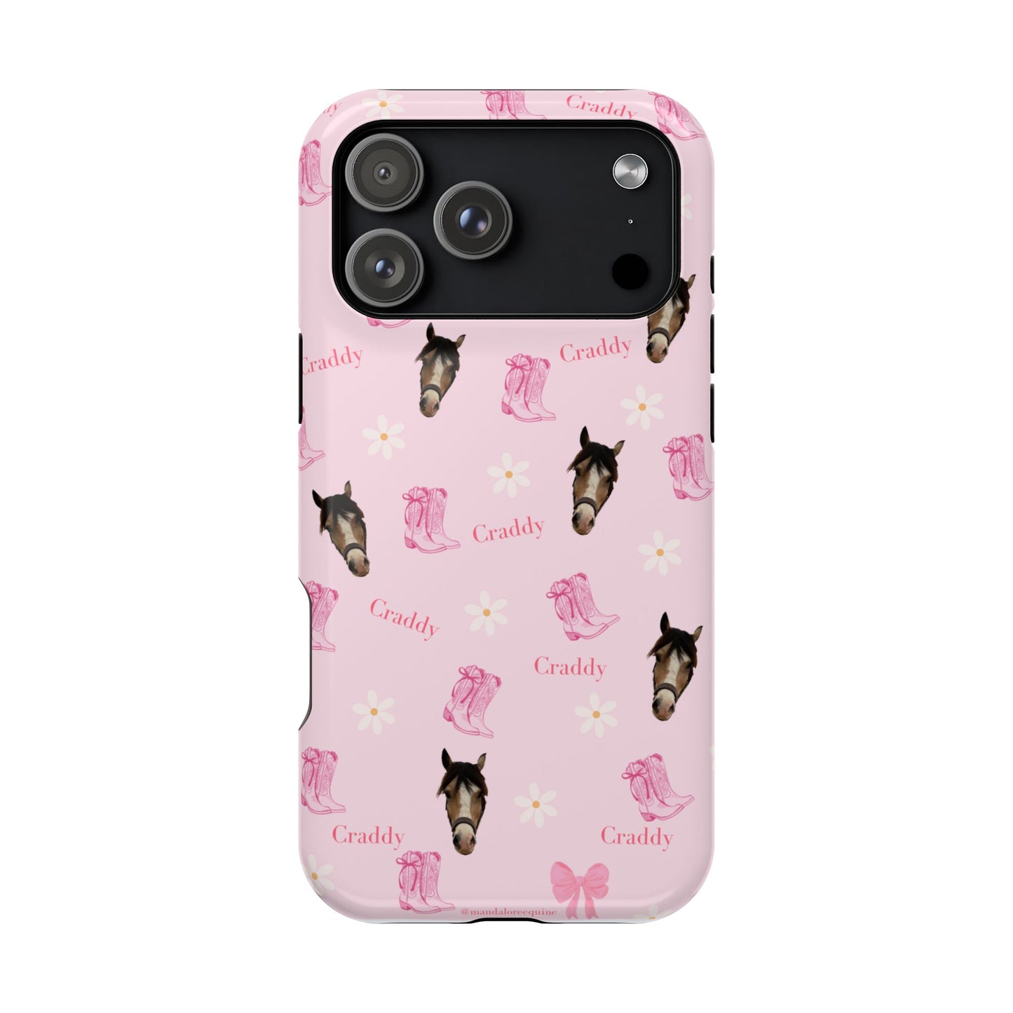 Pink Horse Pattern Magnetic Impact Case — Custom Equestrian iPhone Cover