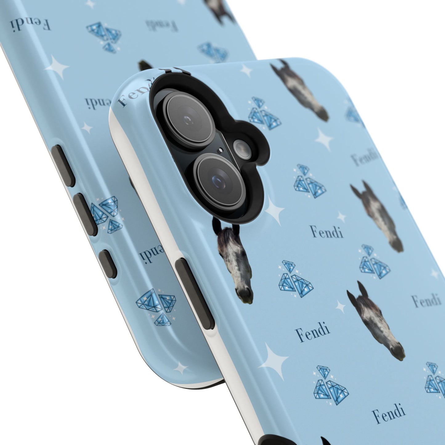 Blue Horse Pattern Magnetic Impact-Resistant Phone Case