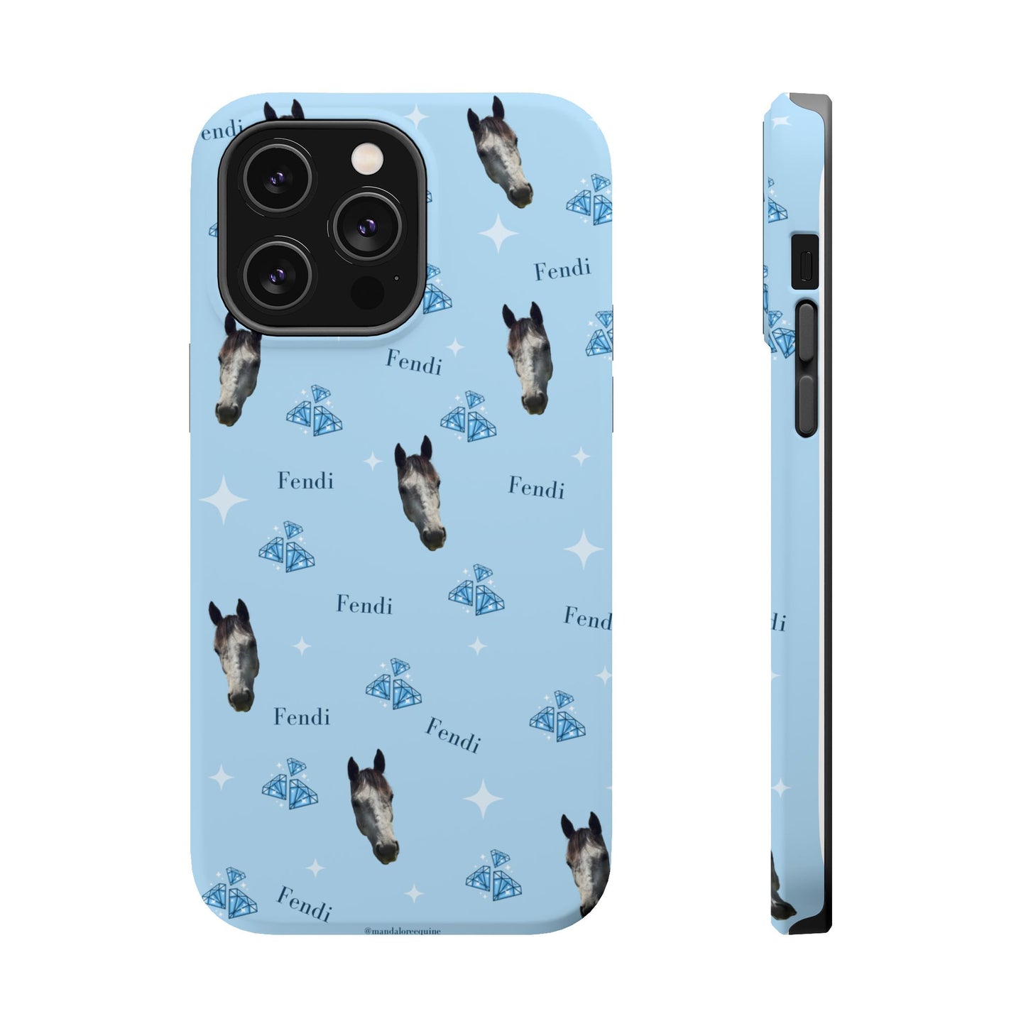 Blue Horse Pattern Magnetic Impact-Resistant Phone Case