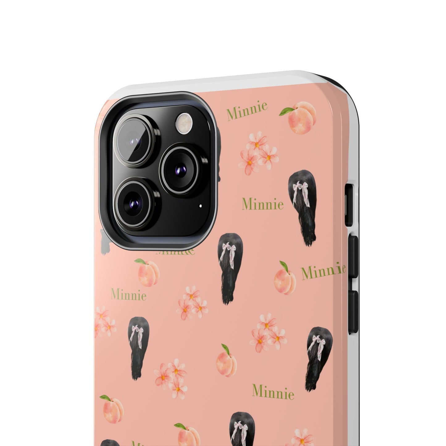 Personalized Peach Floral Phone Case — Tough Protective Case with Custom Name (Minnie)
