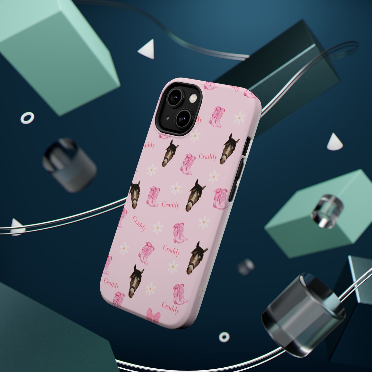 Pink Horse Pattern Magnetic Impact Case — Custom Equestrian iPhone Cover