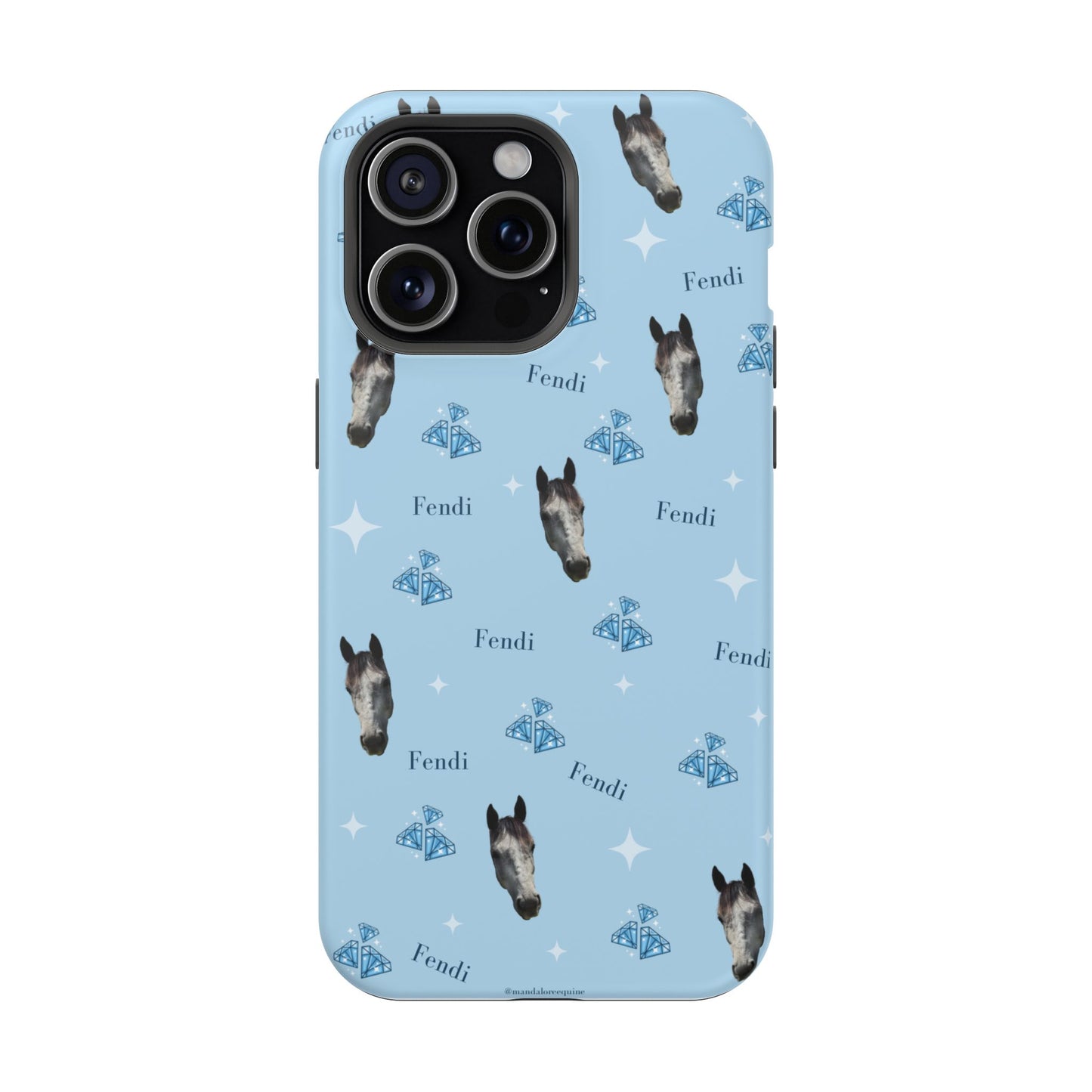 Blue Horse Pattern Magnetic Impact-Resistant Phone Case