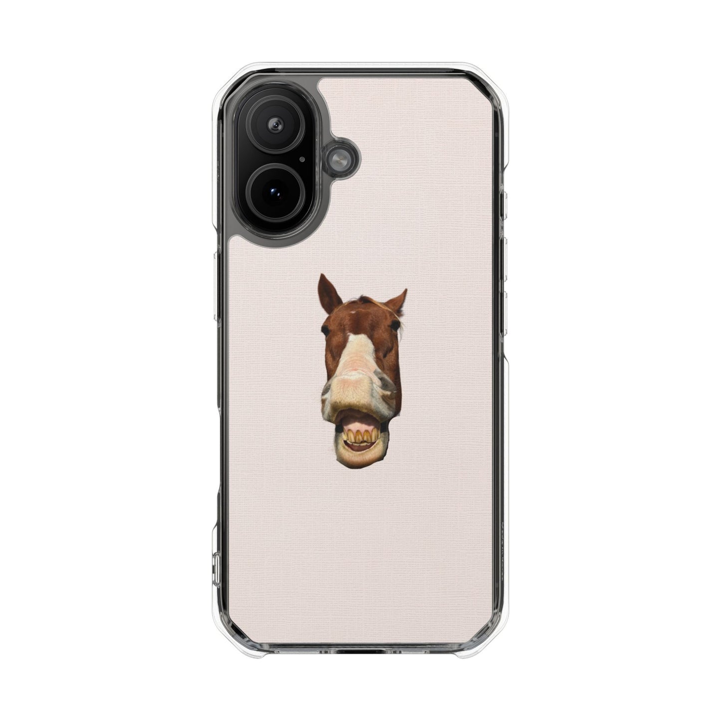 Clear Magnetic Phone Case — Funny Grinning Horse Design
