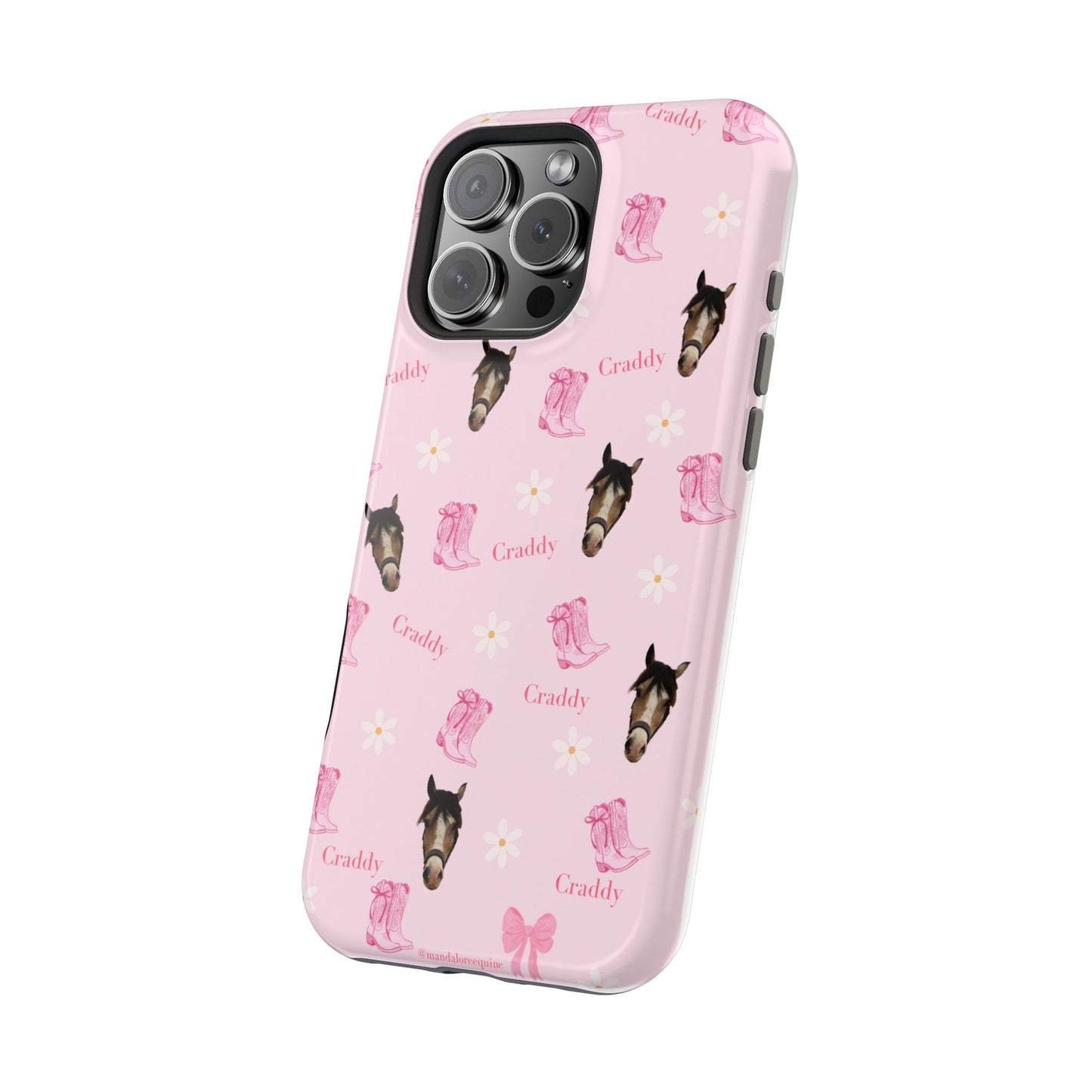 Pink Horse Pattern Magnetic Impact Case — Custom Equestrian iPhone Cover