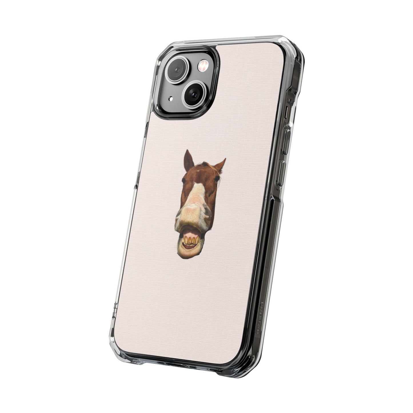 Clear Magnetic Phone Case — Funny Grinning Horse Design