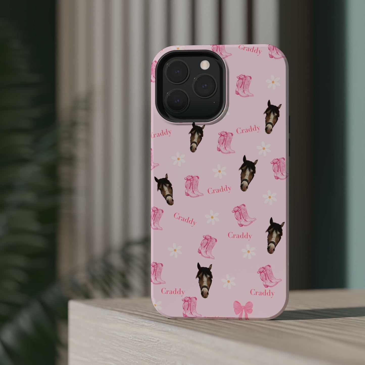 Pink Horse Pattern Magnetic Impact Case — Custom Equestrian iPhone Cover