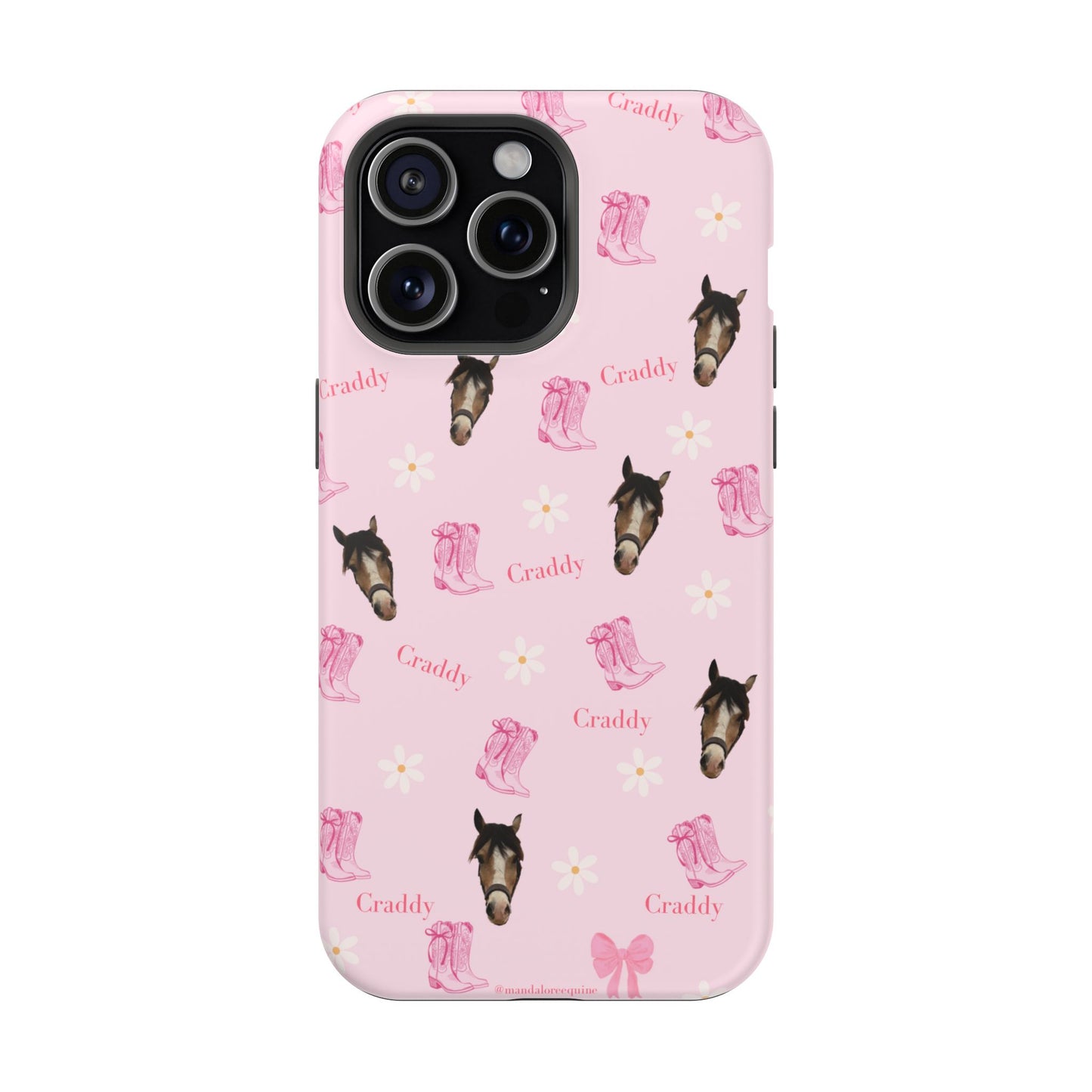 Pink Horse Pattern Magnetic Impact Case — Custom Equestrian iPhone Cover
