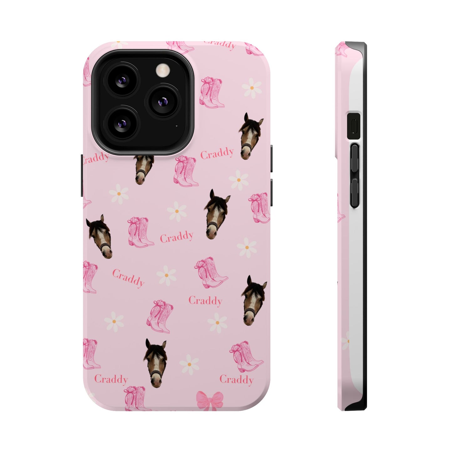 Pink Horse Pattern Magnetic Impact Case — Custom Equestrian iPhone Cover