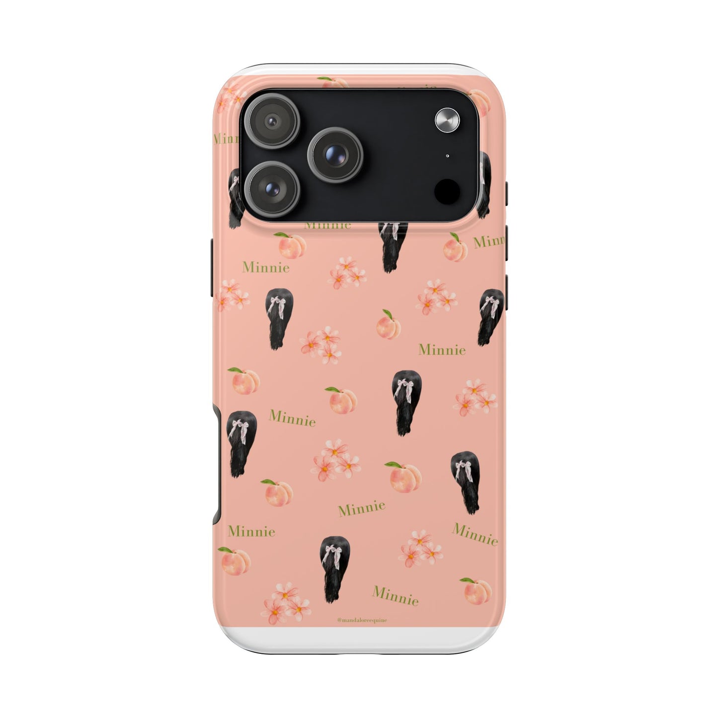 Personalized Peach Floral Phone Case — Tough Protective Case with Custom Name (Minnie)