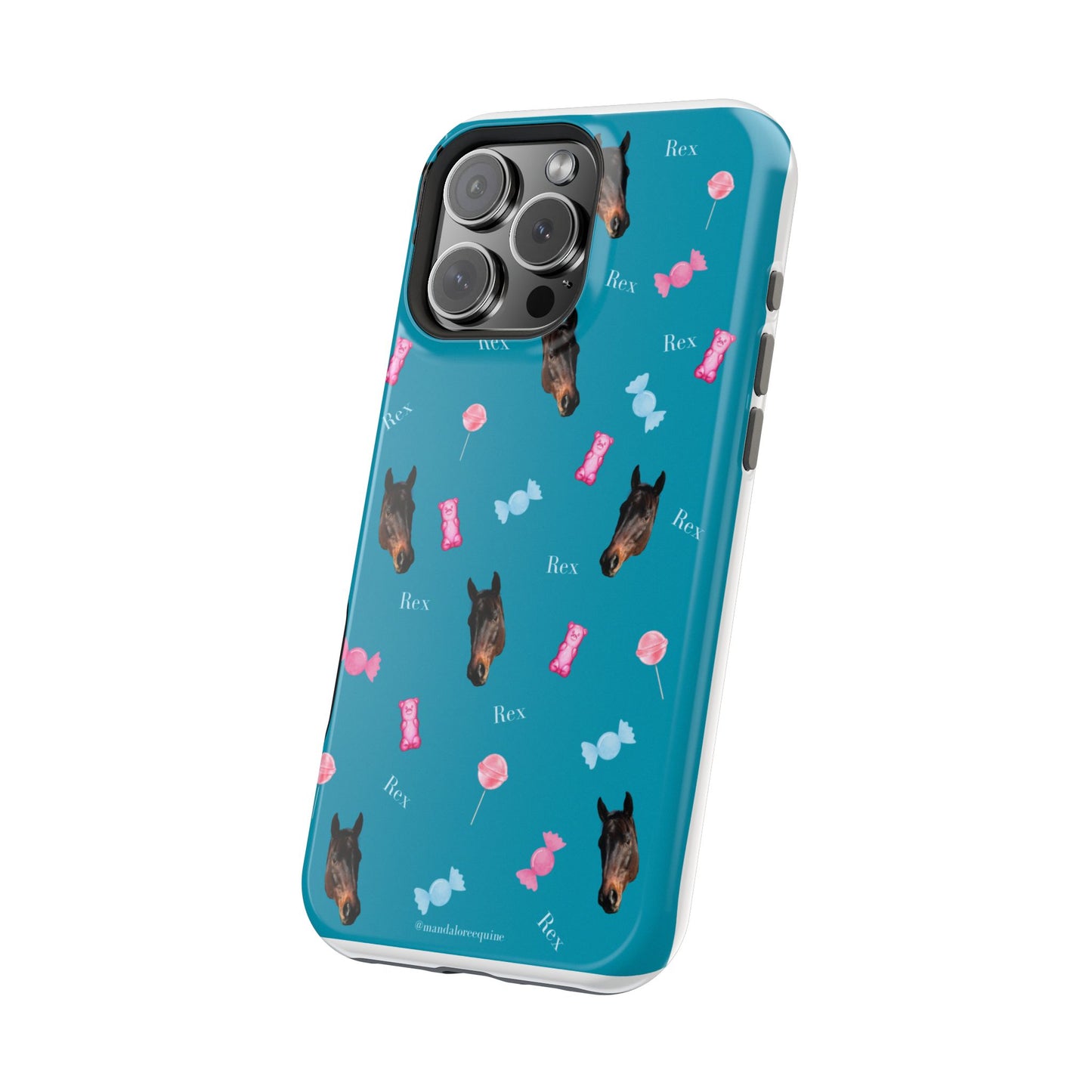 Magnetic Impact-Resistant Phone Case — Teal Doberman Candy Pattern (Protective, Shockproof)