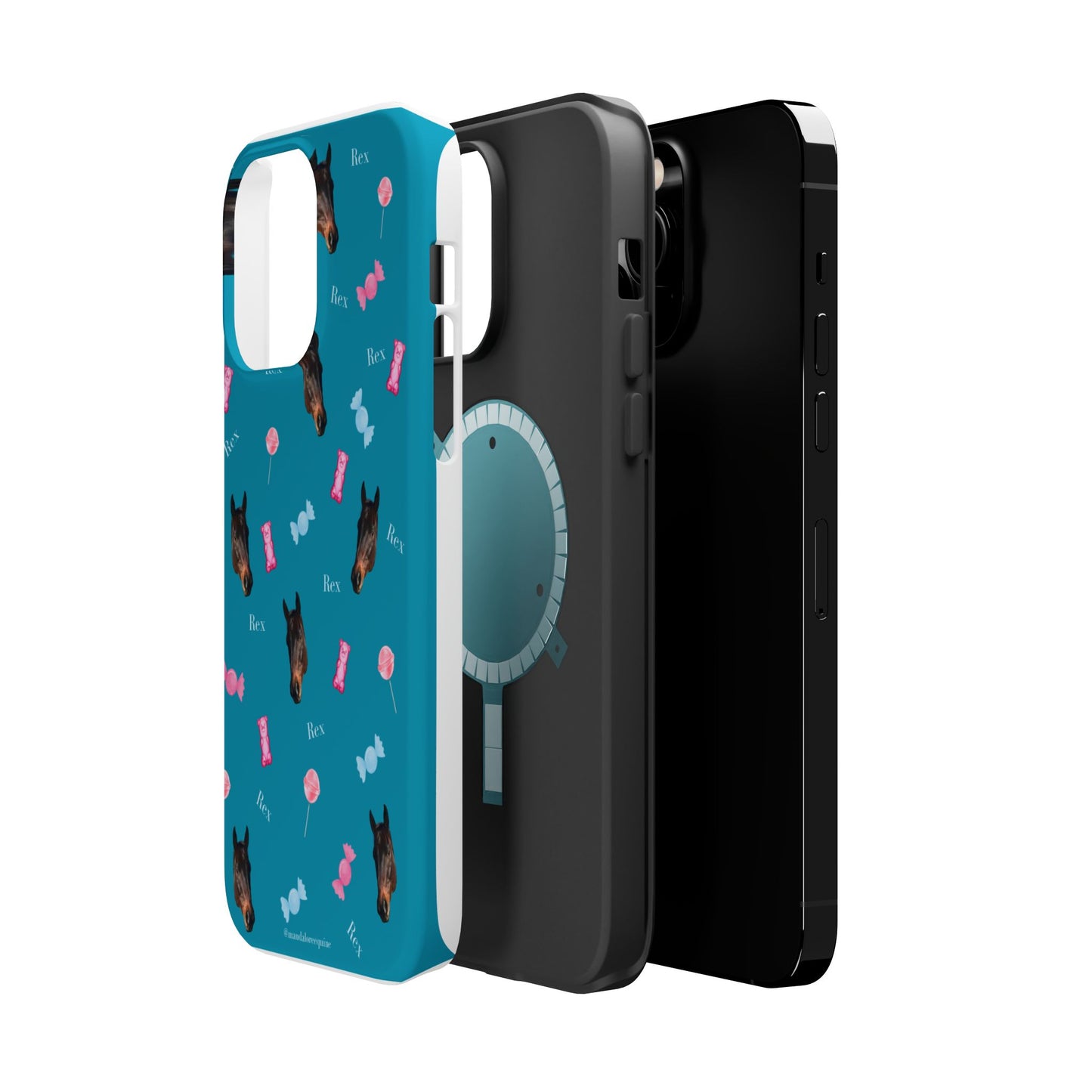 Magnetic Impact-Resistant Phone Case — Teal Doberman Candy Pattern (Protective, Shockproof)