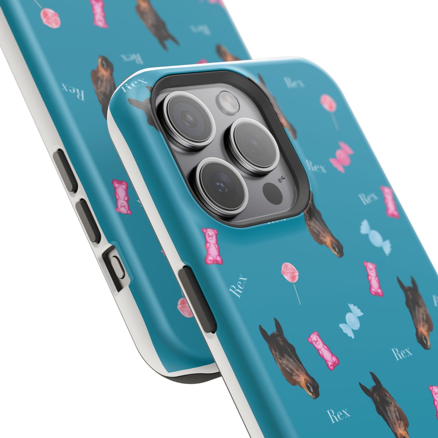 Magnetic Impact-Resistant Phone Case — Teal Doberman Candy Pattern (Protective, Shockproof)