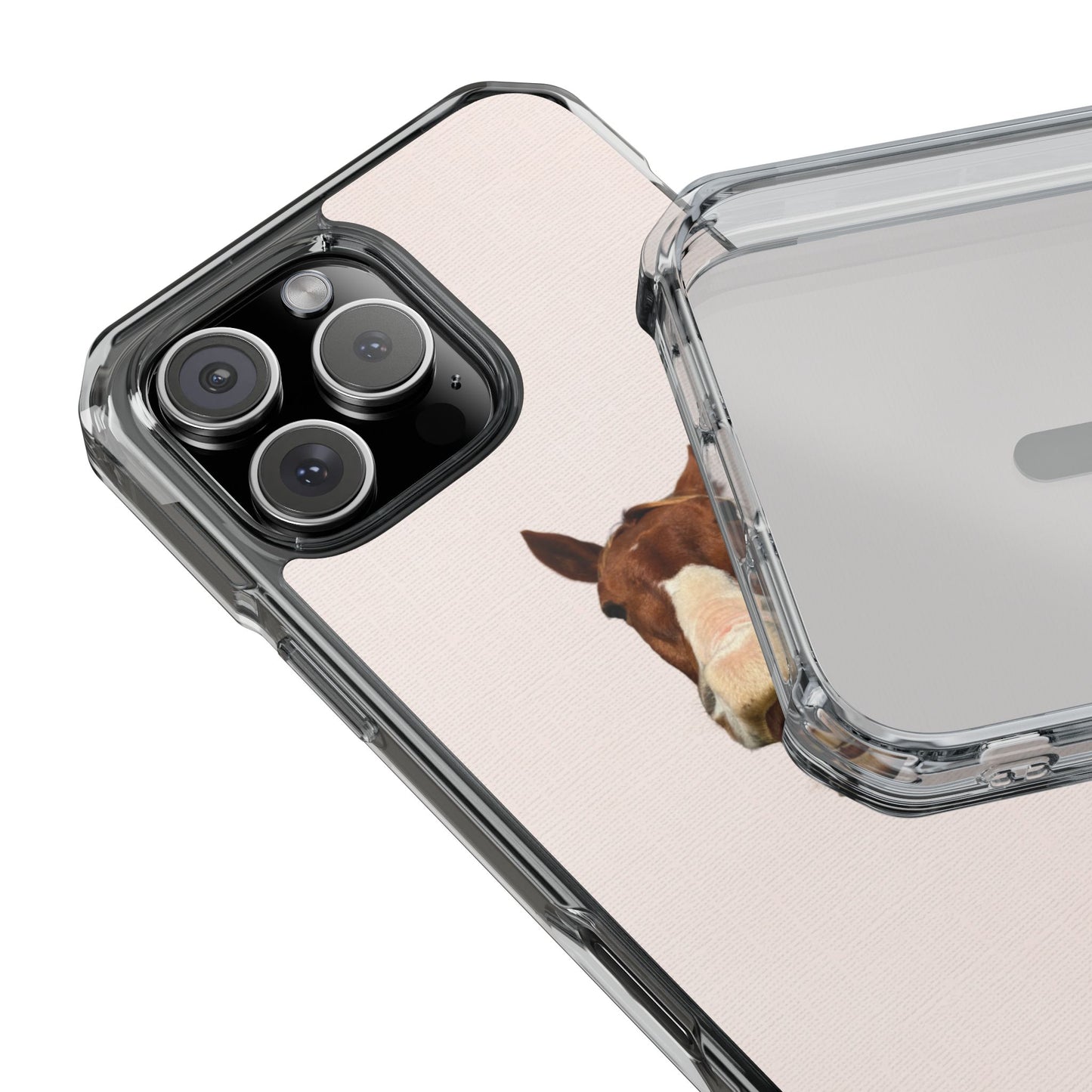 Clear Magnetic Phone Case — Funny Grinning Horse Design