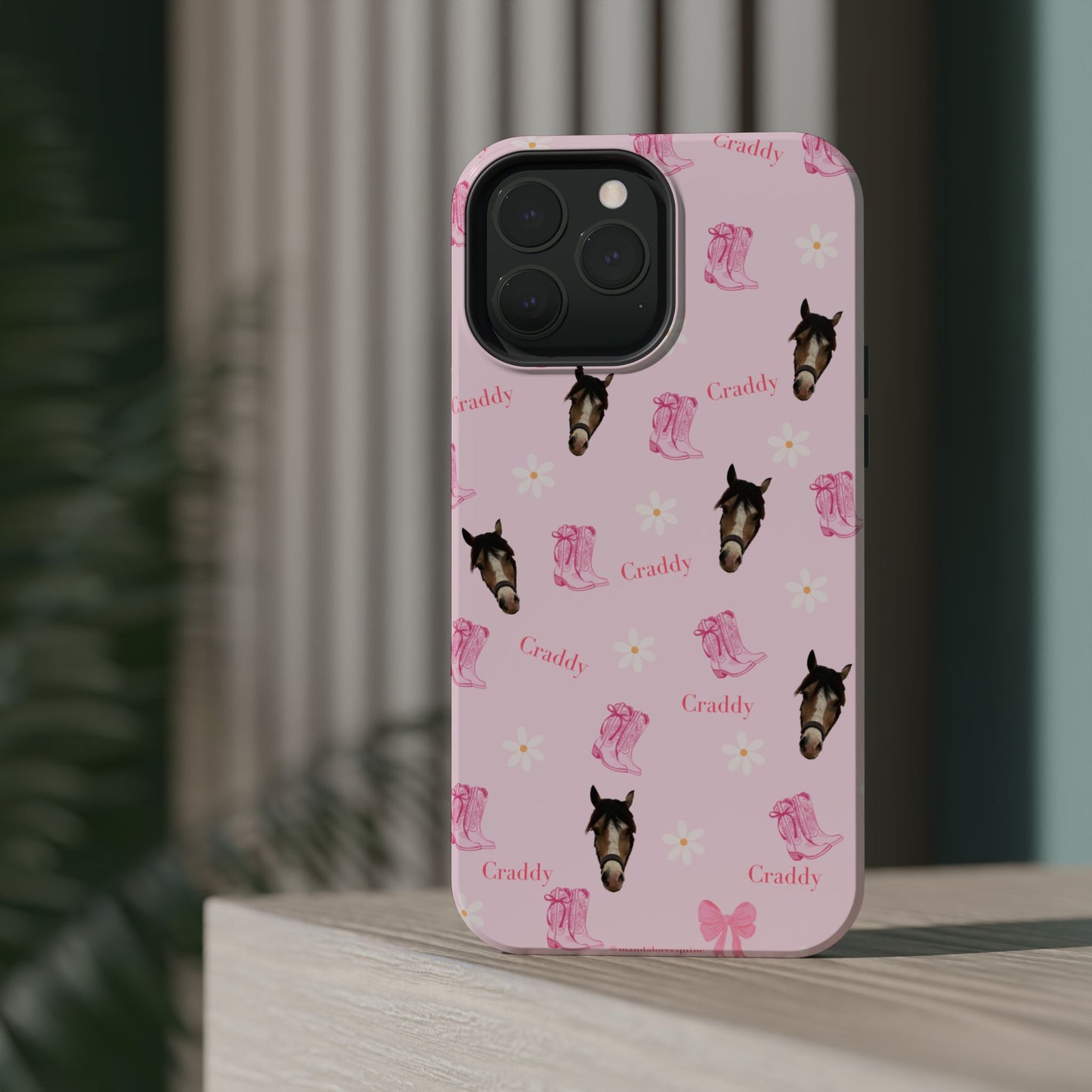 Pink Horse Pattern Magnetic Impact Case — Custom Equestrian iPhone Cover
