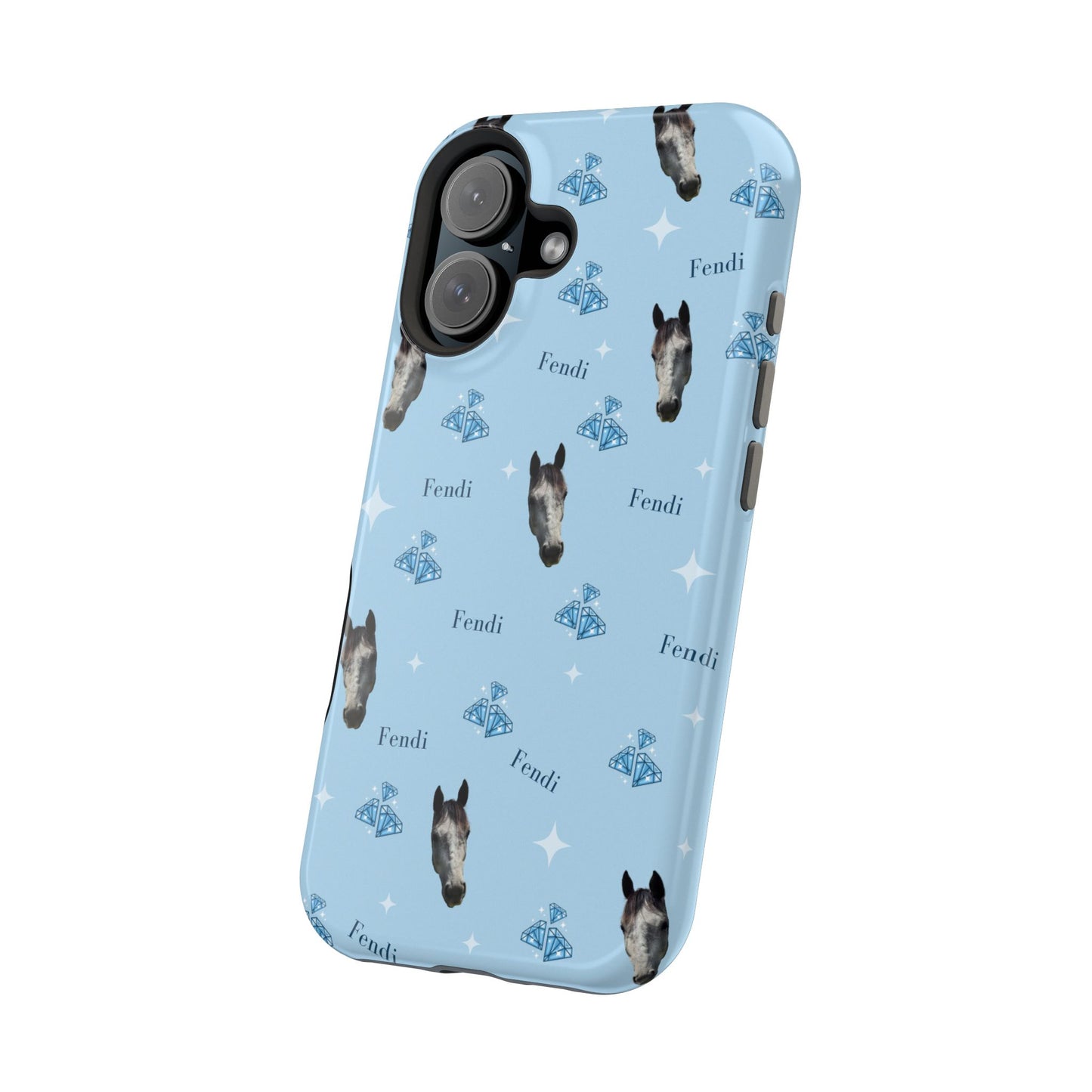 Blue Horse Pattern Magnetic Impact-Resistant Phone Case