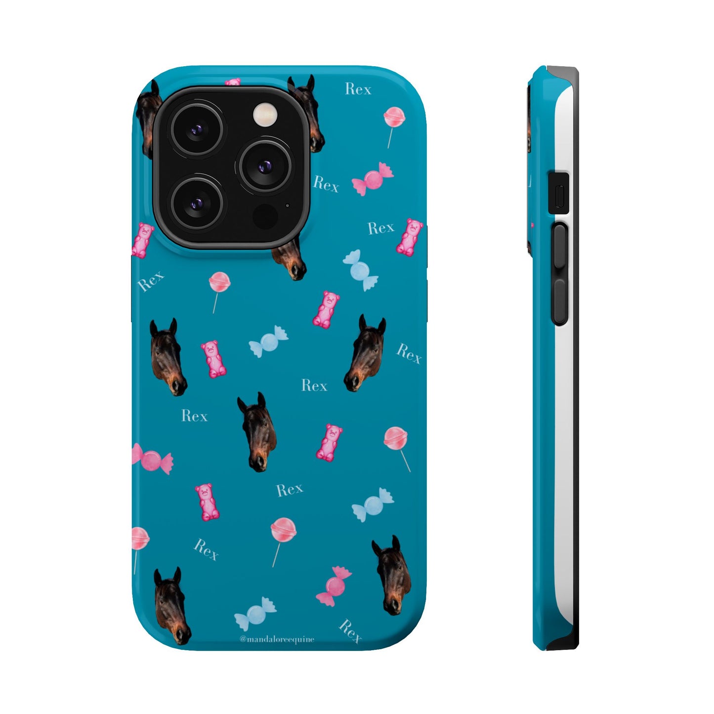 Magnetic Impact-Resistant Phone Case — Teal Doberman Candy Pattern (Protective, Shockproof)